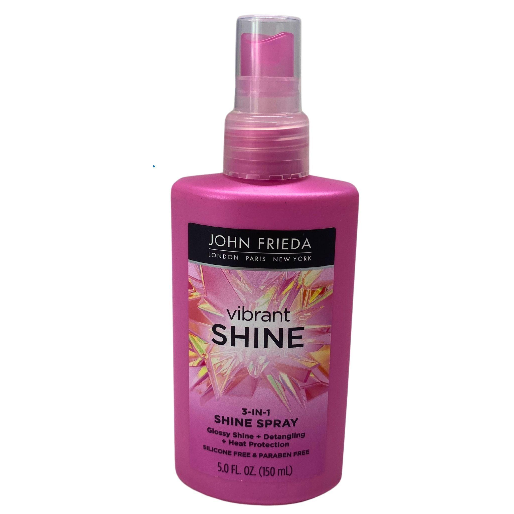 John Frieda Vibrant Shine 3-in-1 Shine Spray - Glossy Shine, Detangling & Heat Protection - Silicone Free & Paraben Free - 5.0 fl oz (50 Pack) - Perfect for Salon Styling, Daily Hair Care & Heat Styling Protection