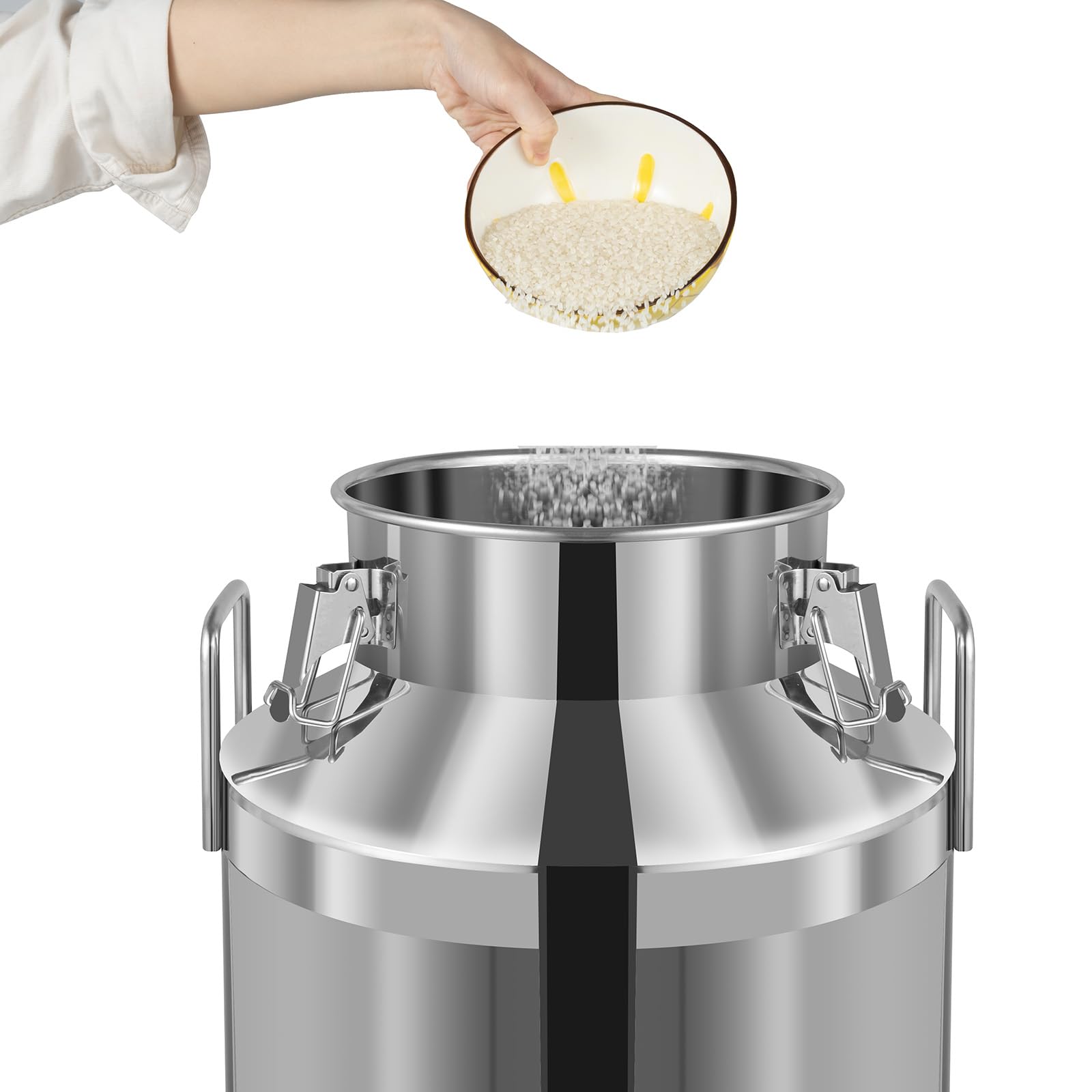 Ethedeal 60L/15.85Gal Stainless Steel Milk Canister - Food Grade Dairy Storage Container for Milk, Cream & Cheese (Silver) - Perfect for Farm, Dairy Production & Commercial Kitchen Use