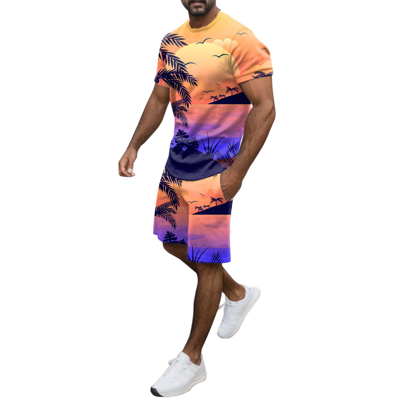 Men's 2-Piece Summer Gym Short Sets - Short Sleeve Muscle Tee & Athletic Shorts for Bodybuilding, Jogging & Casual Wear | Workout Outfits, Tracksuits & Sweatsuits for Fitness & Fashion | Perfect for Gym, Running, Beach & Christmas Gifts