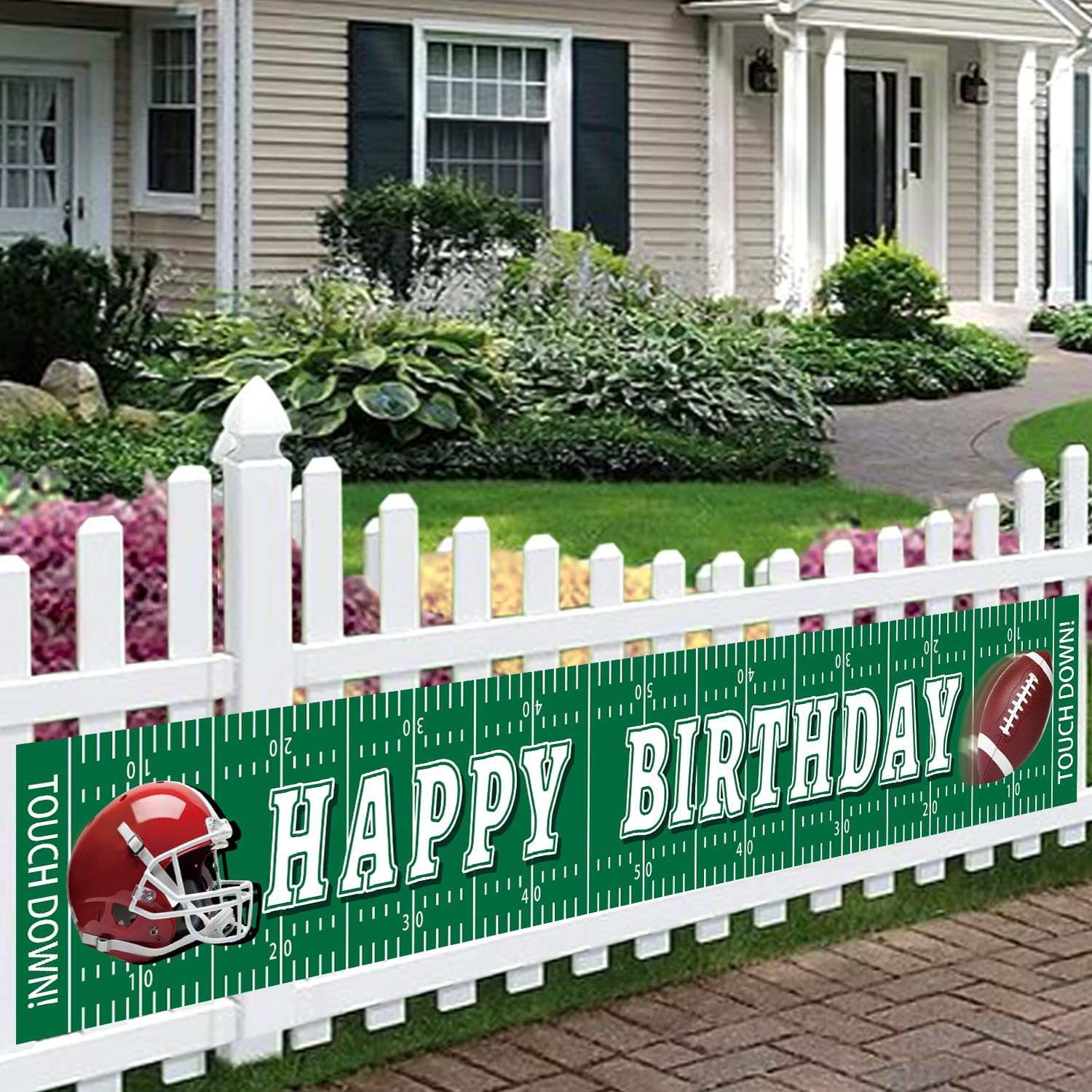 Football Birthday Banner - 6 Feet Giant Happy Birthday Party Decorations for Outdoor Yard Fence, Photo Backdrop & Celebration Supplies | Perfect for Sports-Themed Parties, Tailgating Events & Backyard Celebrations