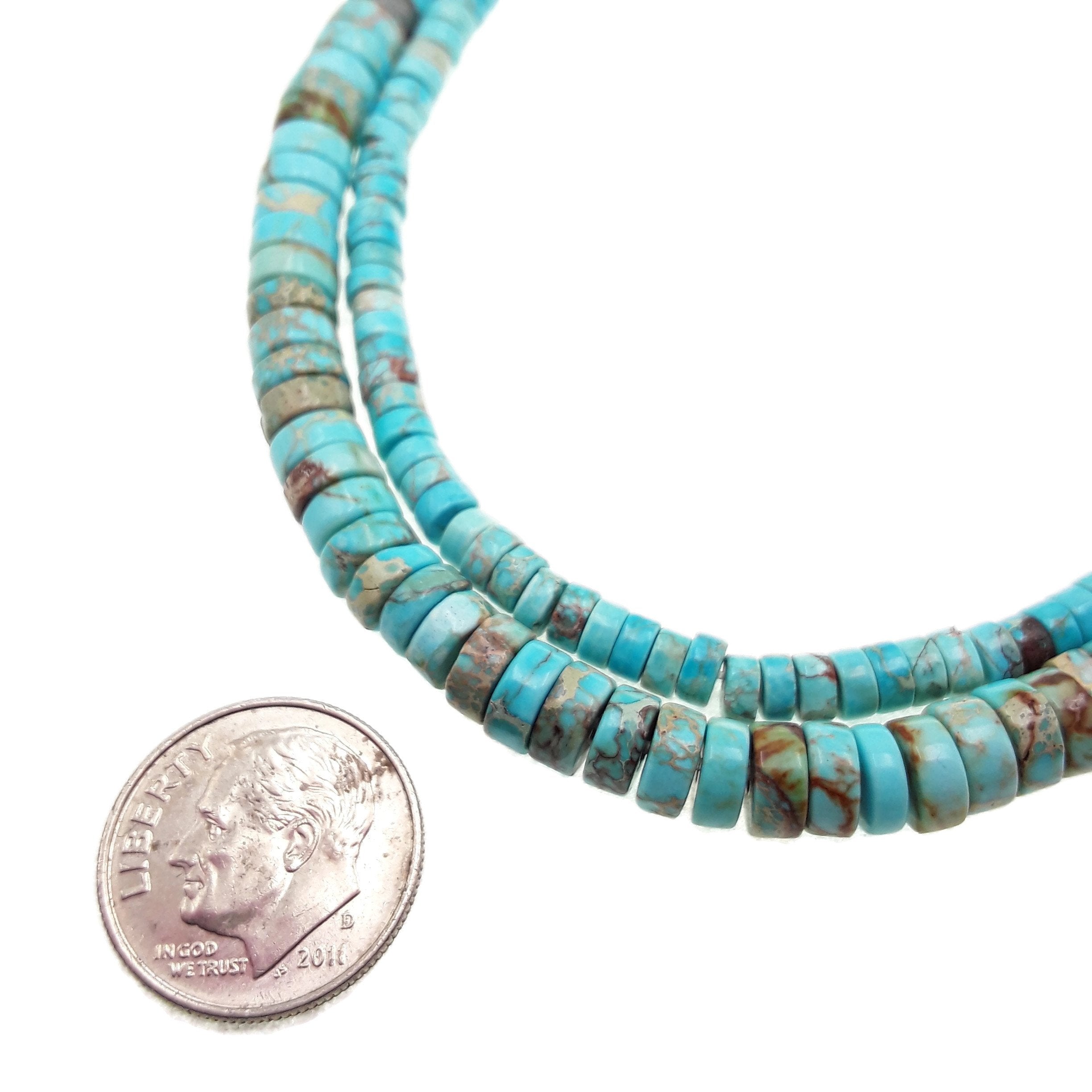 Natural Light Blue Sea Sediment Jasper Heishi Rondelle Beads 2x4mm & 3x6mm - 15.5 Inch Strand for Jewelry Making, DIY Bracelets, Necklaces & Craft Projects - Perfect for Boho, Beach & Spiritual Designs