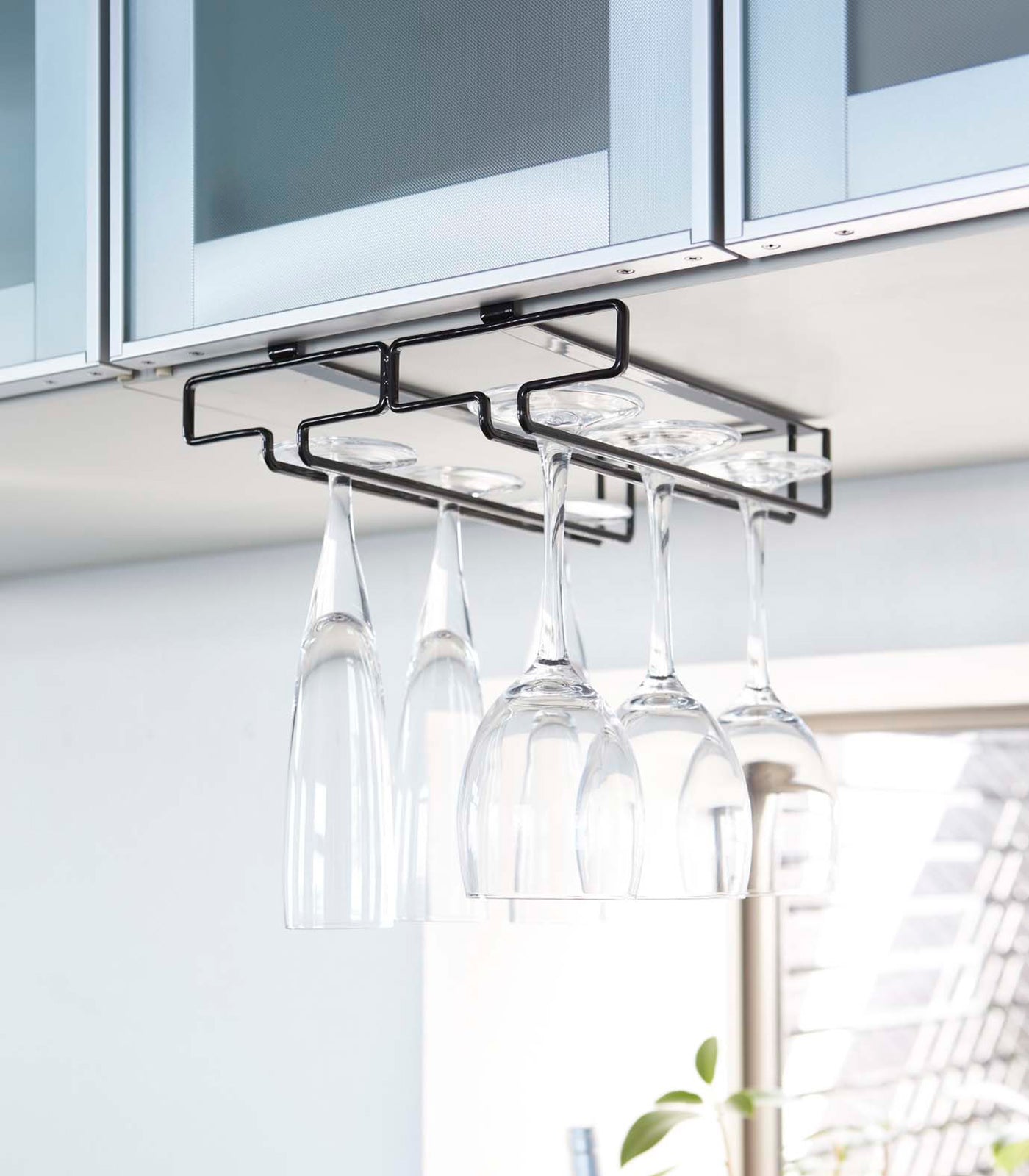 Stainless Steel Under Shelf Stemware Holder - Wine Glass Rack for Kitchen, Bar & Dining Room Storage