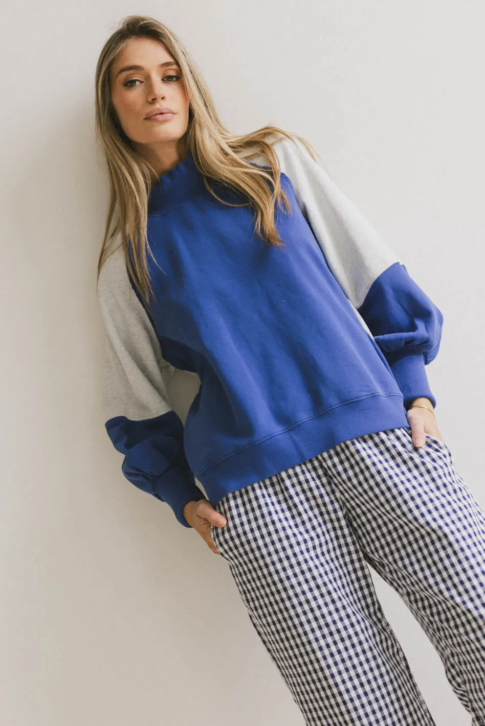 Drew Blue Colorblock Sweatshirt for Men & Women | Cozy Pullover Hoodie | Casual Streetwear Fashion | Perfect for Fall & Winter Outfits, Gym, and Lounge Wear