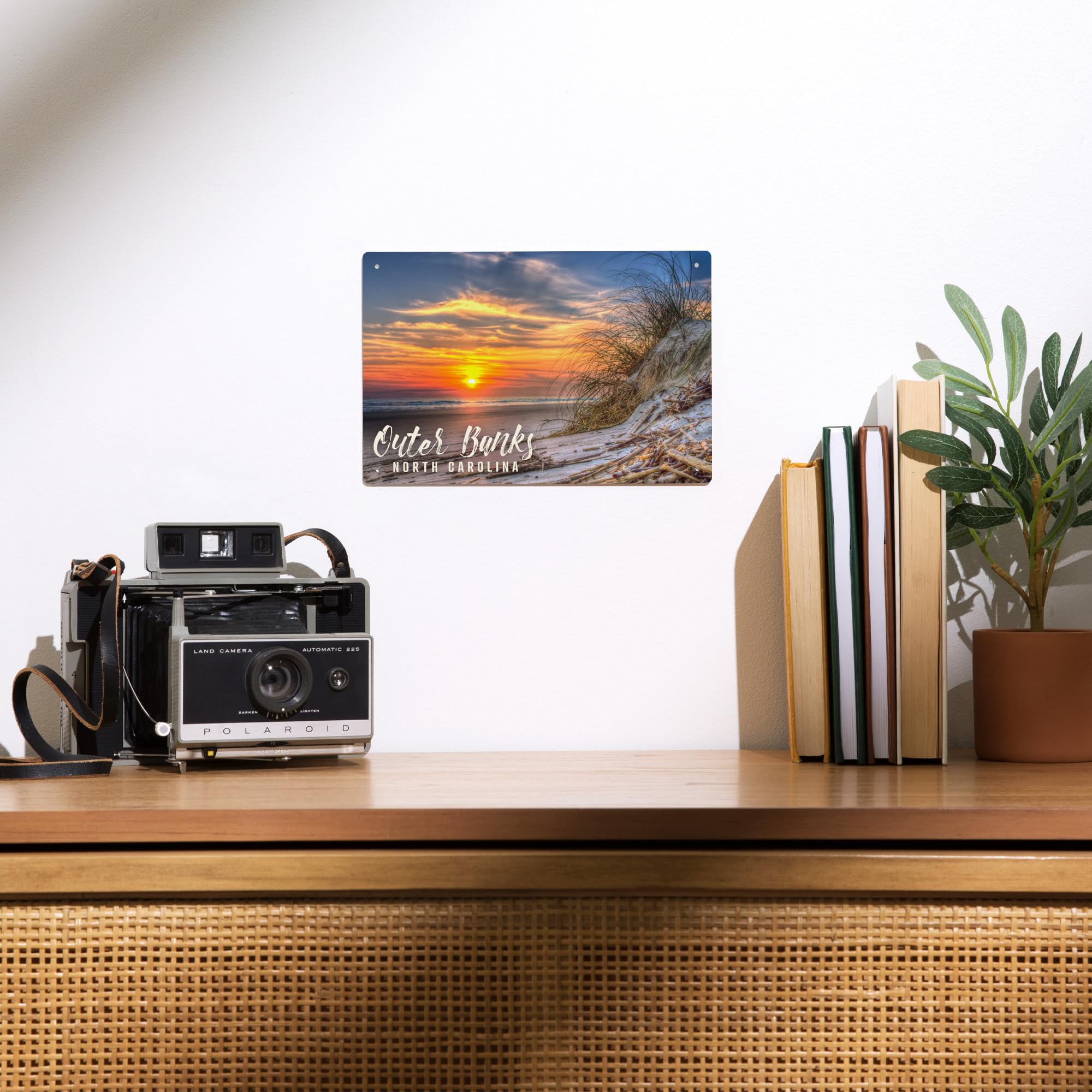 Lantern Press 6x9 Inch Metal Sign - Outer Banks North Carolina Sunset Beach Wall Art - Perfect for Home, Office, Bar & Man Cave Decor