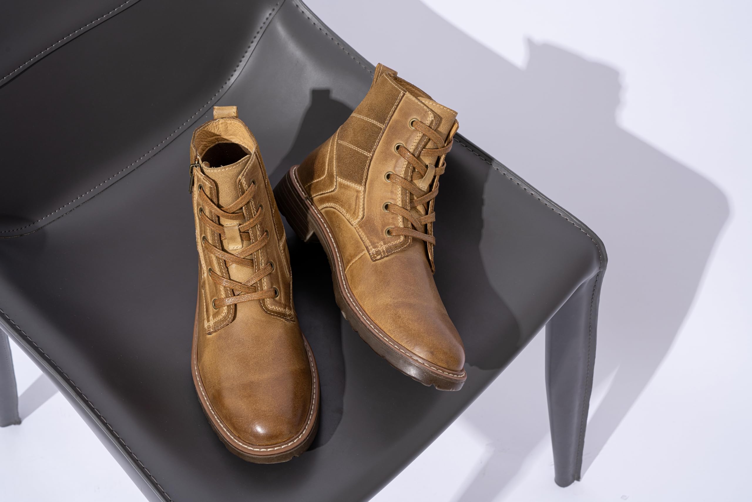 **Vostey Men's Waterproof Motorcycle Chukka Boots - Casual & Durable Leather Boots for Riding, Work & Outdoor Activities**