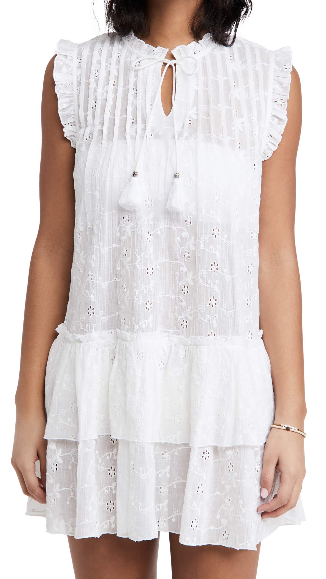 Women's Floral Eyelet Dress - Summer Sleeveless A-Line Sundress for Beach, Wedding & Casual Wear