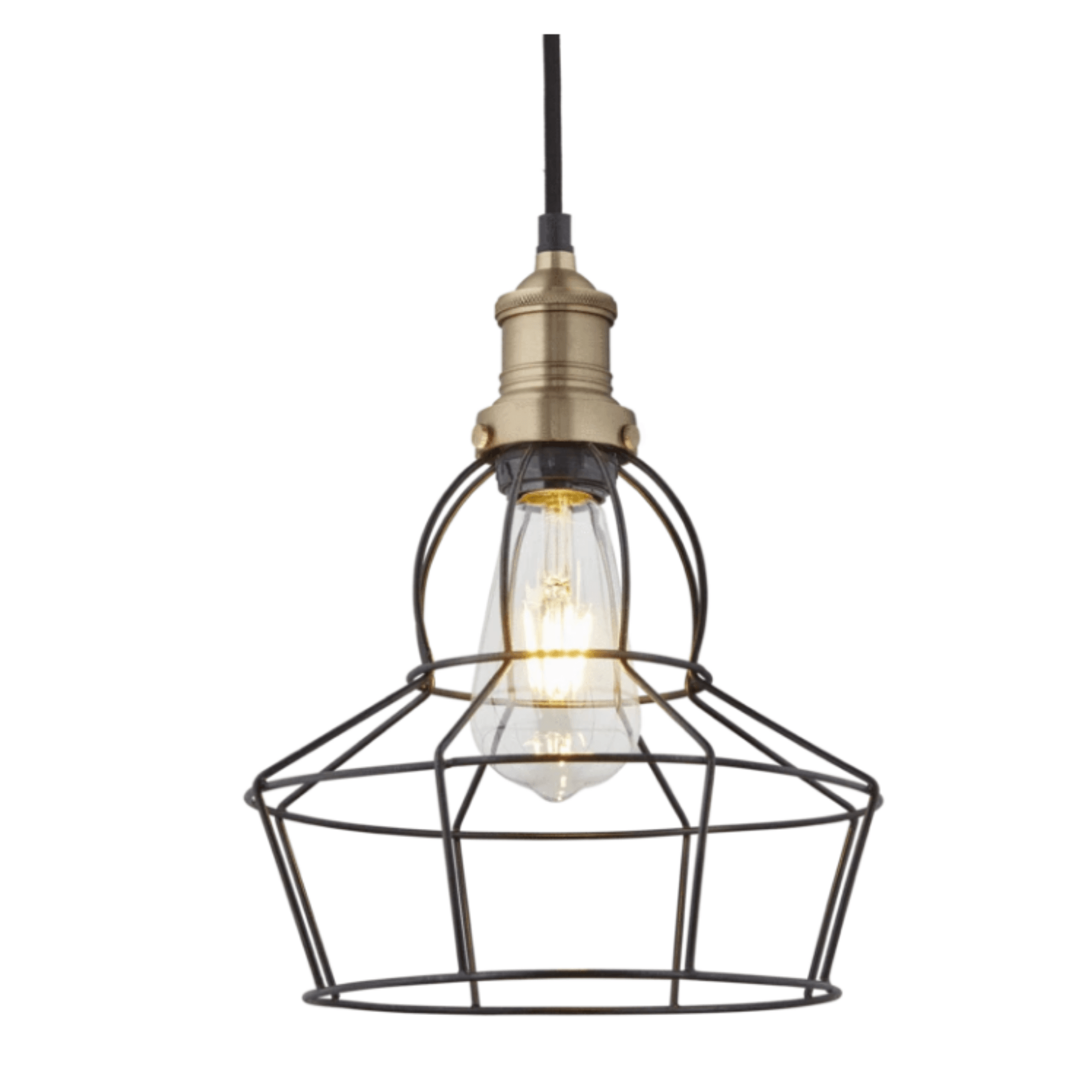 8 Inch Pewter Rose Brooklyn Wire Cage Pendant Light - Vintage Industrial Style for Dining Room, Kitchen, or Bedroom Lighting