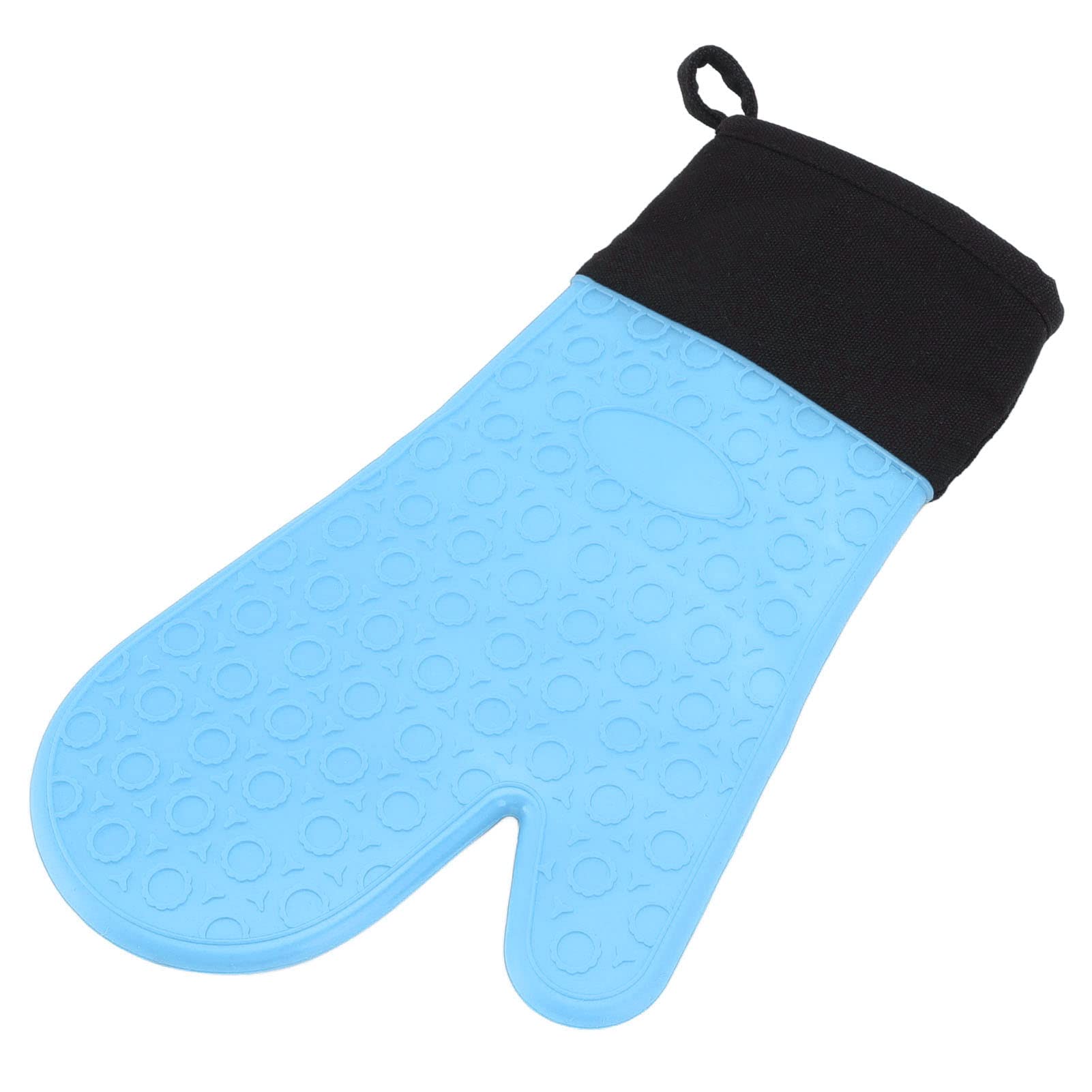 Premium Silicone Oven Mitts - Heat Resistant Baking Gloves with Movable Fingers & Non-Slip Grip (Blue) - Perfect for Grilling, Baking, and Kitchen Safety