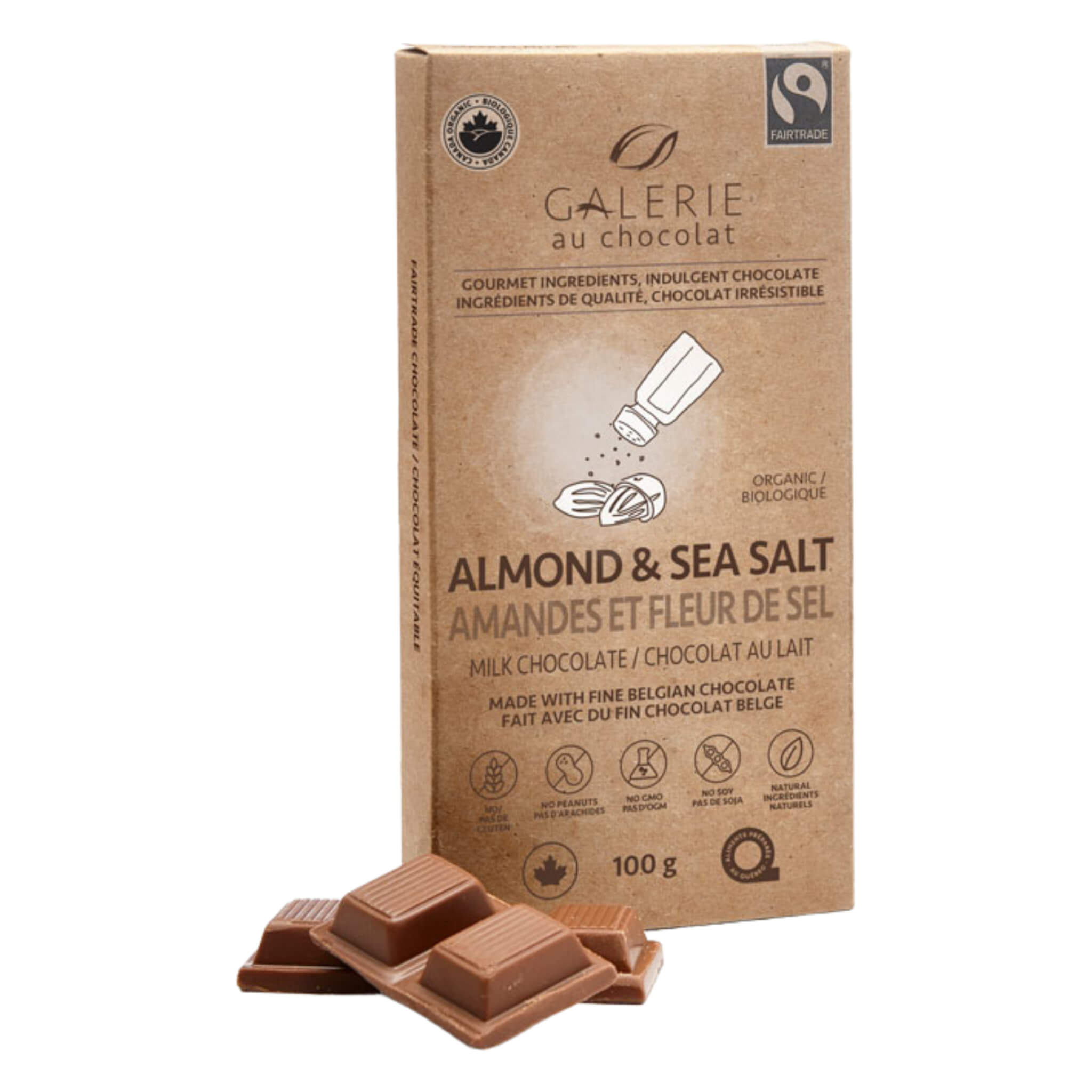 Premium Milk Chocolate Bar with Almonds & Sea Salt - Gourmet Candy for Gifting, Snacking & Dessert Topping