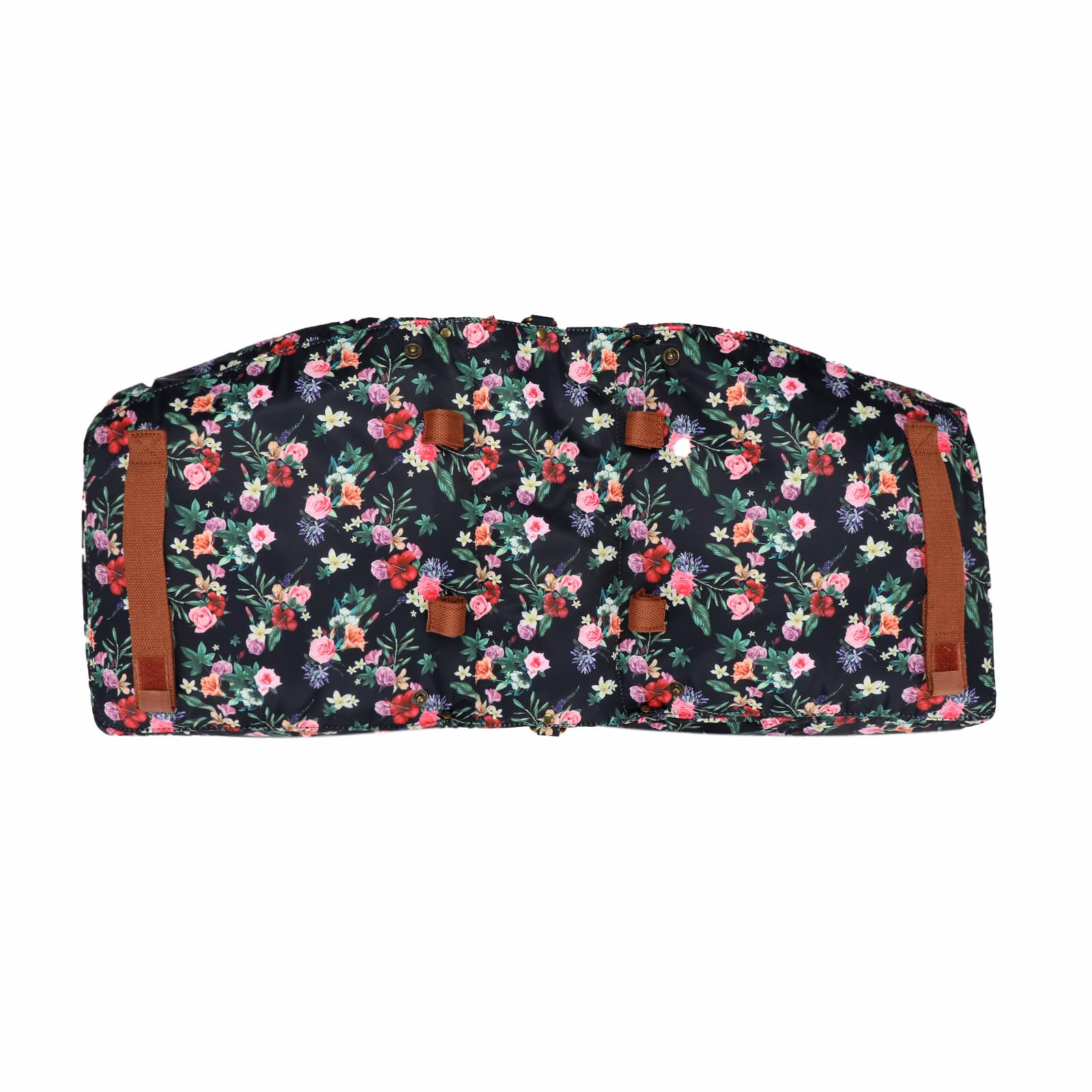 TOURBON Bike Pannier Bag - Waterproof Double Side Rear Rack Bicycle Seat Bag with Roll-Up Design (Black Floral Pattern) - Perfect for Commuting, Cycling Tours & Outdoor Adventures
