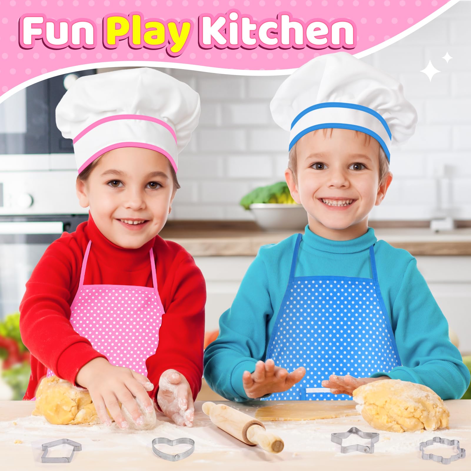 Kids Chef Set - 20Pcs Kitchen Role Play Toys with Apron & Hat for Toddlers 3-8 | Cooking & Baking Gift for Girls
