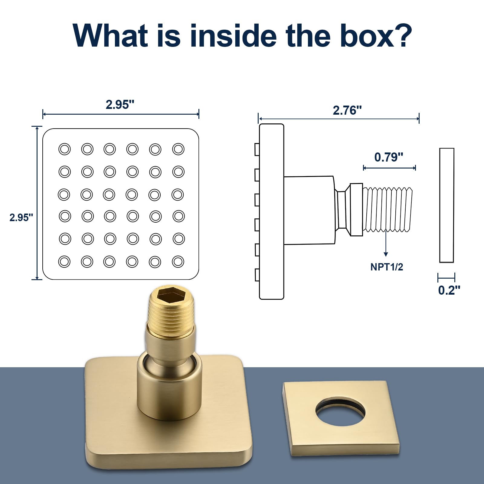 Premium Solid Brass Square Shower Body Spray Jets - High Pressure Wall Mount Shower Massage Jets (6PCS, Brushed Gold) for Luxury Bathroom & Spa Experience - Perfect for Relaxation & Hydrotherapy