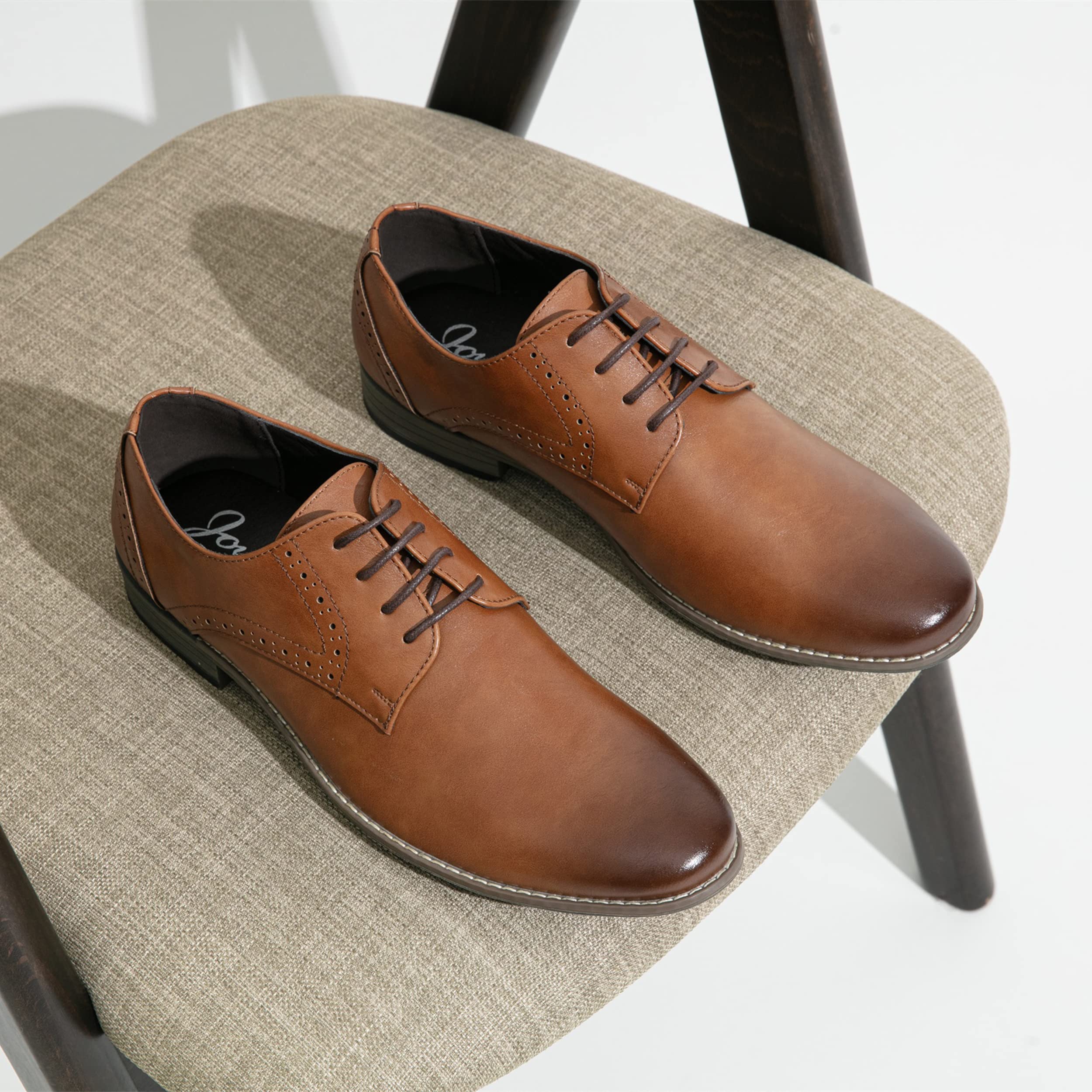 Jousen Men's Oxford Plain Toe Dress Shoes - Classic Formal Derby Shoes for Business, Wedding & Office Wear | Comfortable Leather Dress Shoes for Men