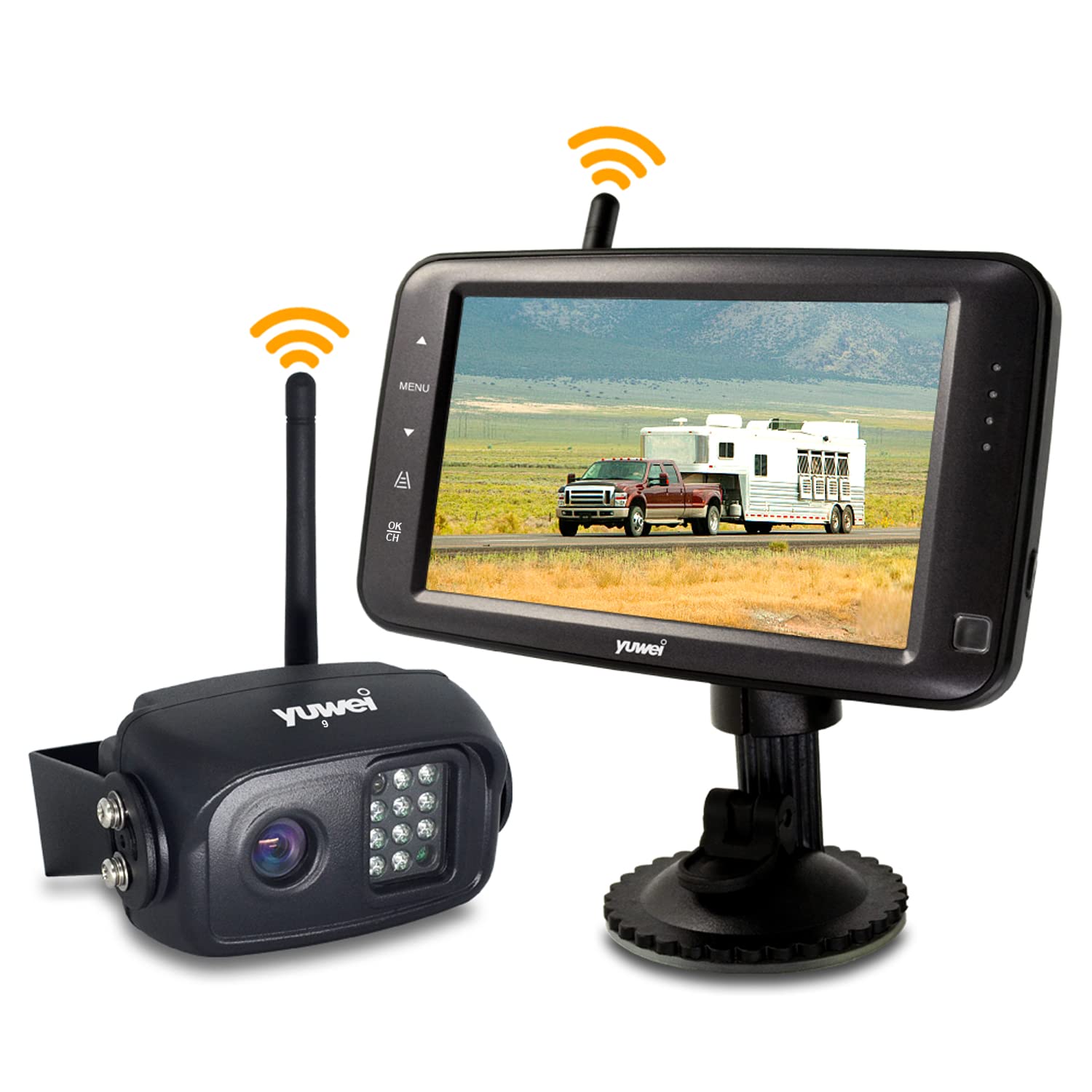 5 Inch Split Screen Wireless Backup Camera with Night Vision - IP69K Waterproof Rear View Camera for Trucks, RVs, Trailers & Motorhomes - Supports Adding 2nd Camera for Enhanced Safety & Parking Assistance