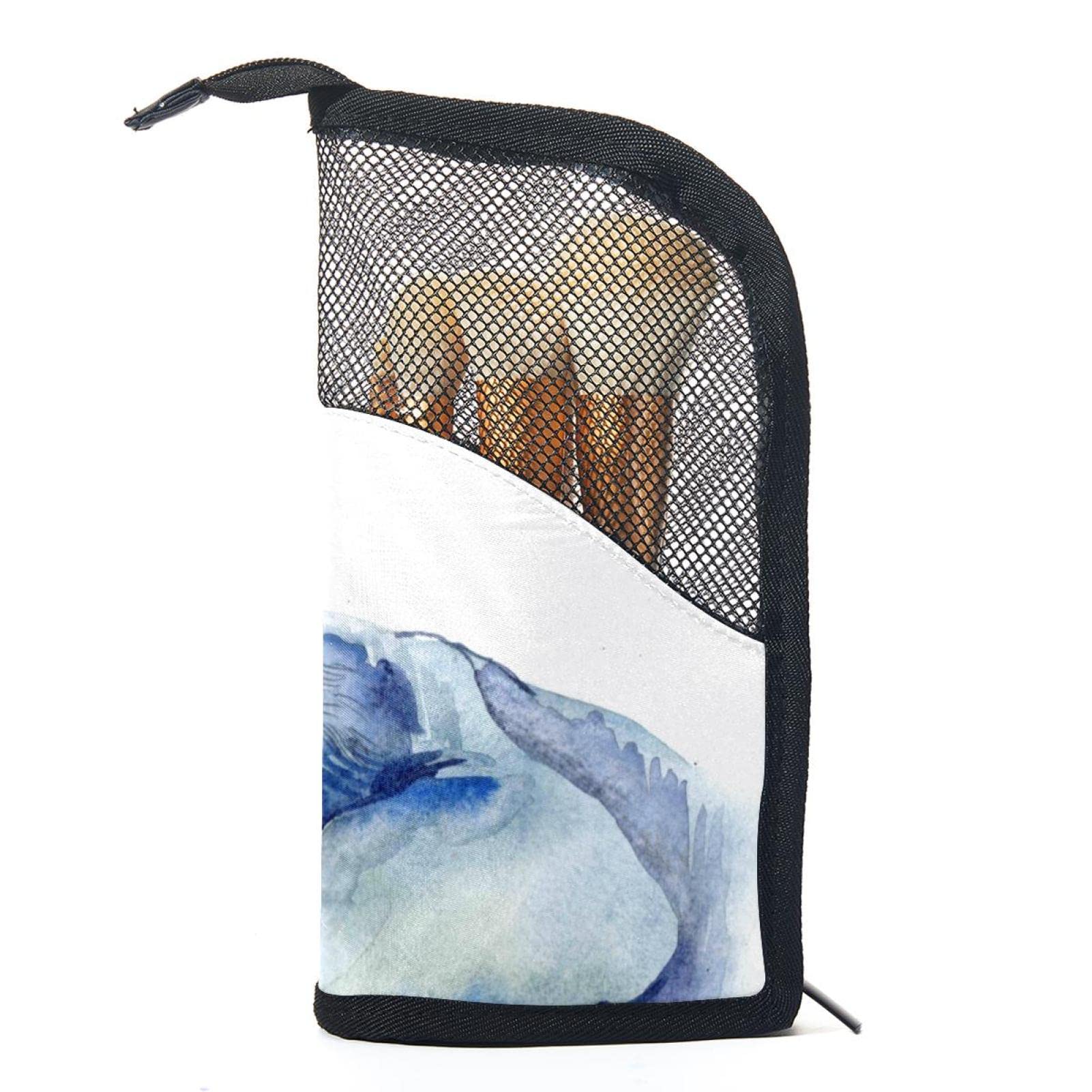 Portable Makeup Brush Organizer Bag with 12 Brushes - Elephant Love Design for Mom - Travel-Friendly Cosmetic Brush Holder Set - Perfect for Home, Travel & Professional Makeup Artists