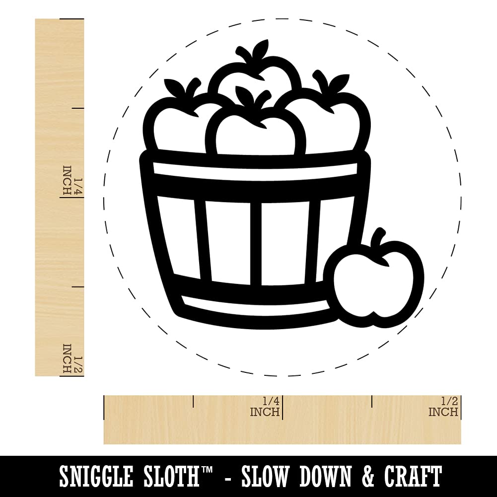 Mini 1/2 Inch Basket of Apples Fruit Fall Rubber Stamp for DIY Crafting, Scrapbooking & Planner Decoration - Perfect for Autumn Projects, Card Making & Journaling