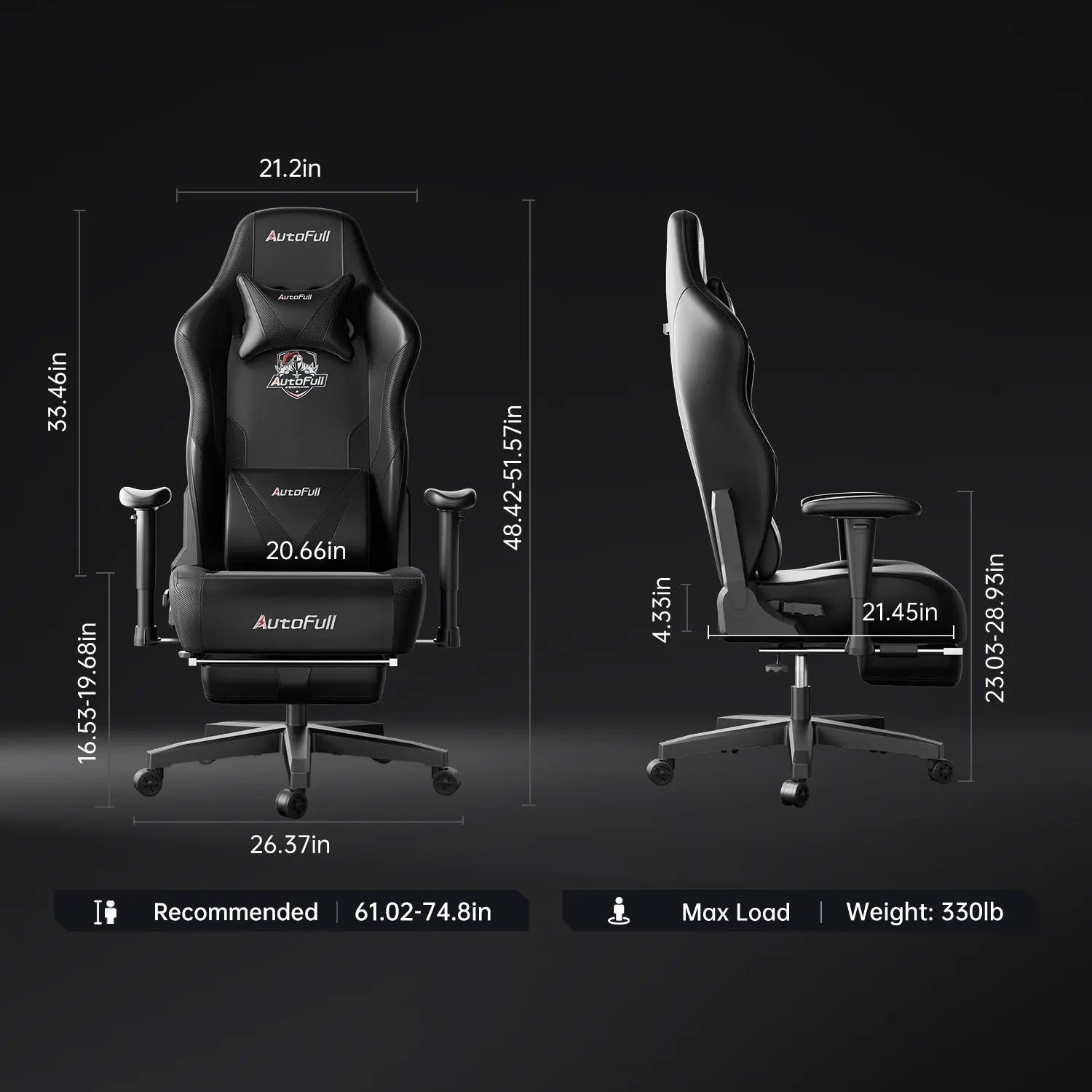 AutoFull C3 Pro Ergonomic Gaming Chair with Upgraded Lumbar Support - Perfect for PC Gaming, Office Work & Home Comfort