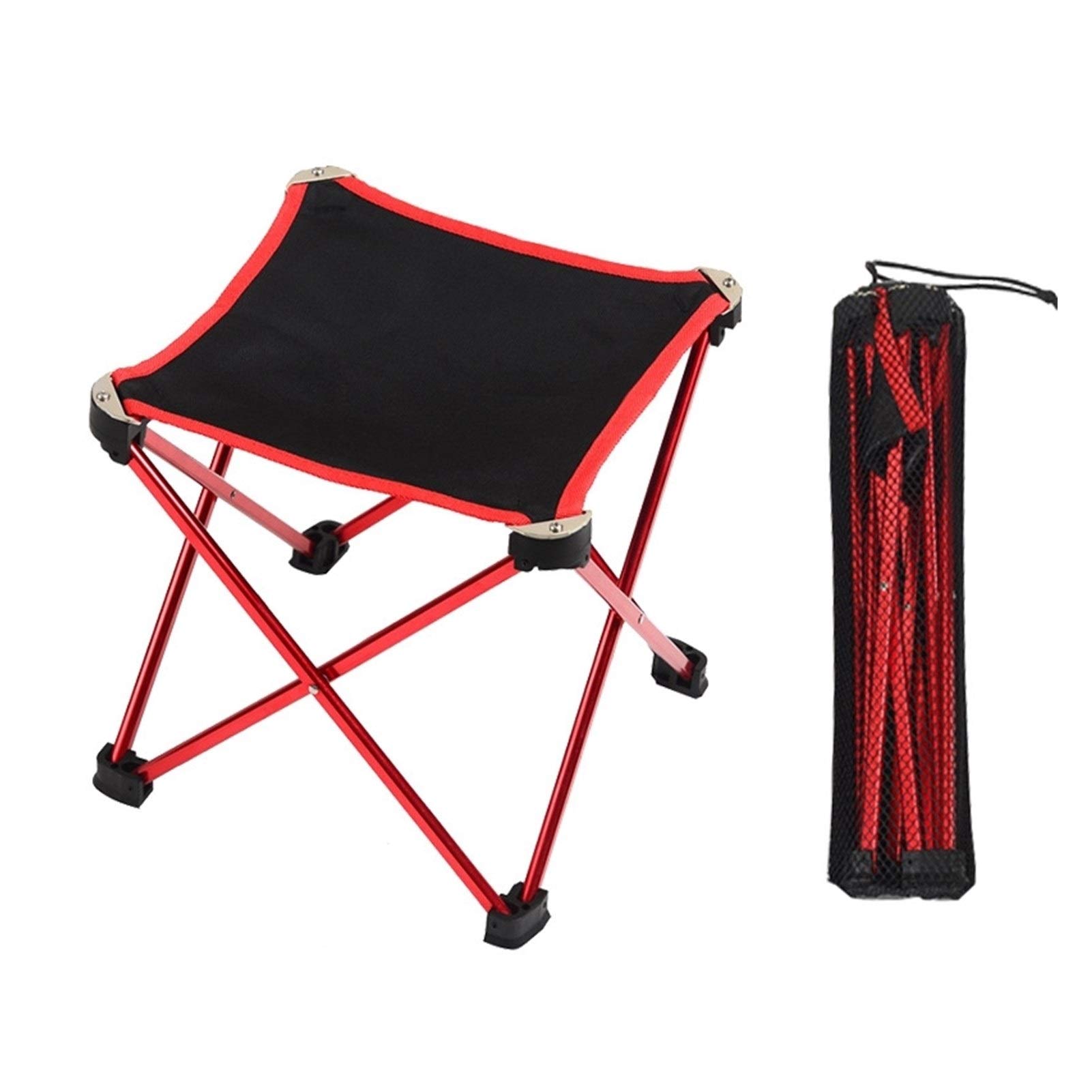 TRENTSNOOK Portable Aluminum Alloy Folding Camping Stool - Lightweight Outdoor Chair for Camping, Fishing, Hiking, Picnics & Beach (Red) - Compact & Durable Seat for Backpacking, Tailgating & Outdoor Adventures