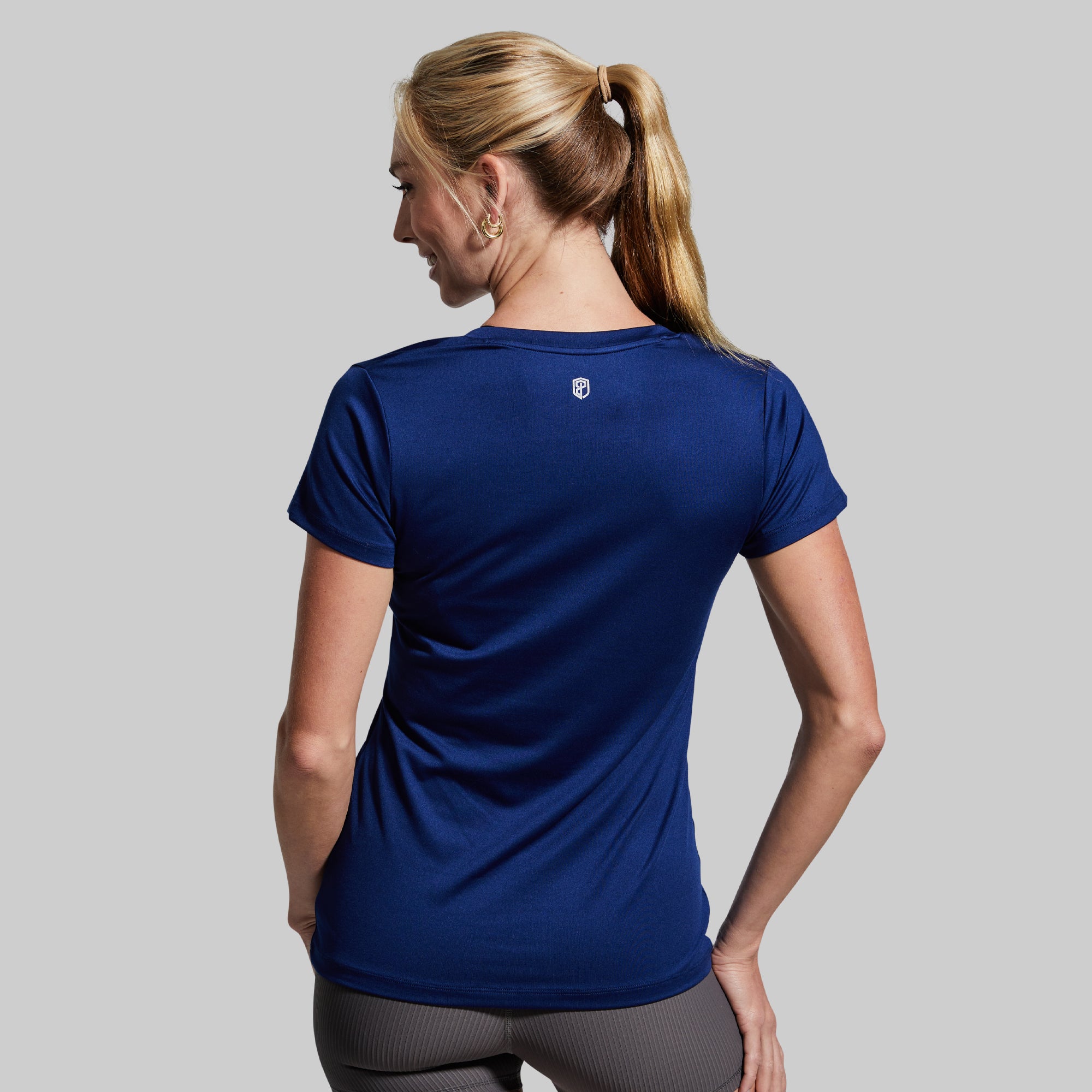 Breathable Athleisure Short Sleeve V Neck T-Shirt for Women - Comfortable Casual & Workout Top in Blue Depths - Perfect for Yoga, Gym & Everyday Wear