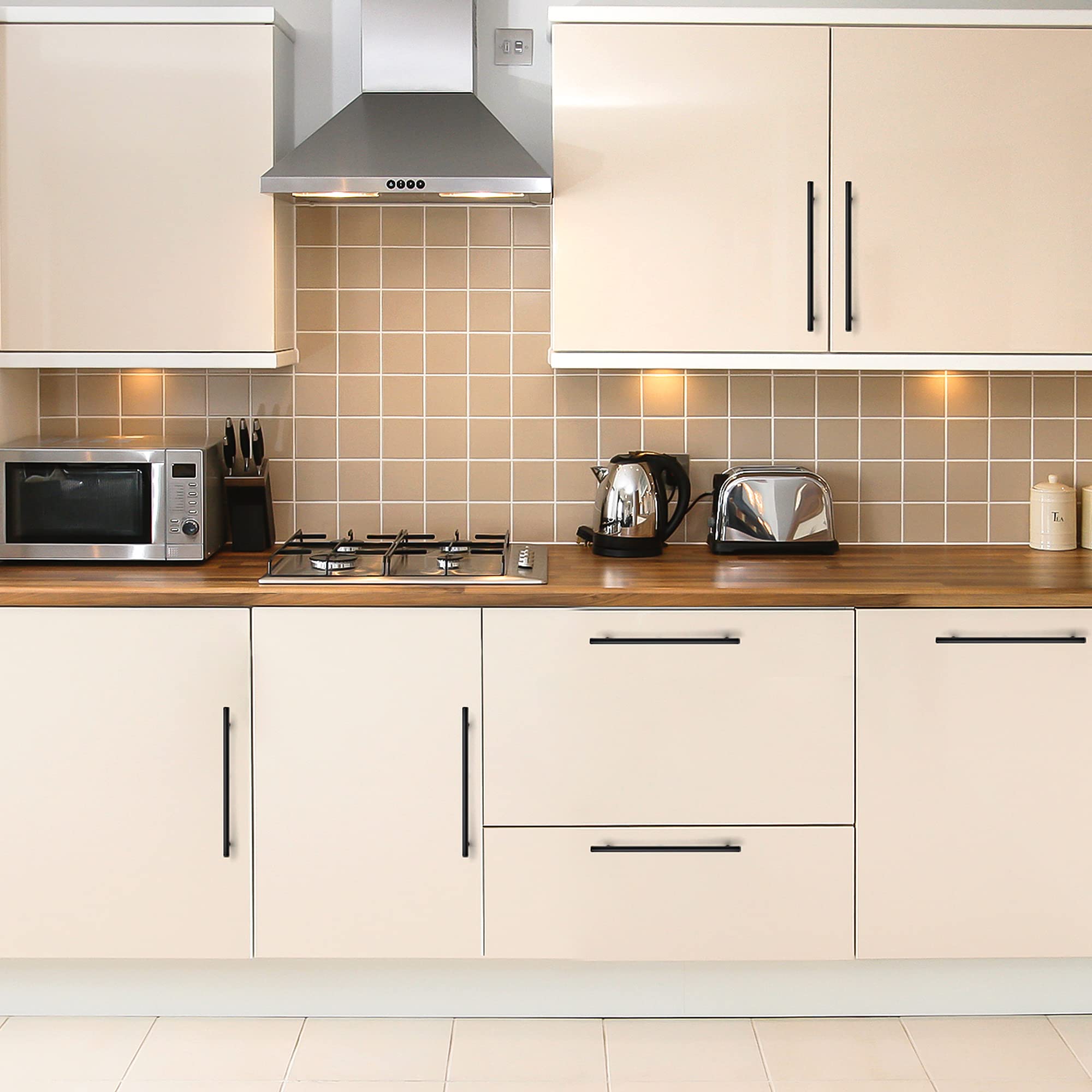 10 Pack Matte Black Cabinet Handles - 7.5