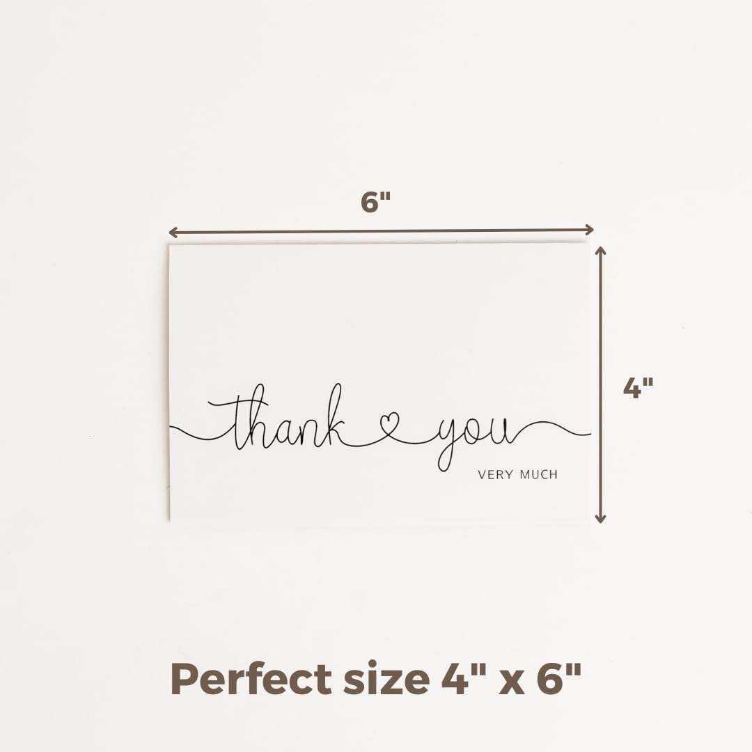 48 Pack Thank You Cards Bulk with Kraft Envelopes & Stickers - 4x6 Inch Professional Greeting Cards for Business, Baby Shower, Wedding, Graduation, Bridal Shower, Funeral - Perfect for Corporate Gifts, Party Favors & Special Occasions