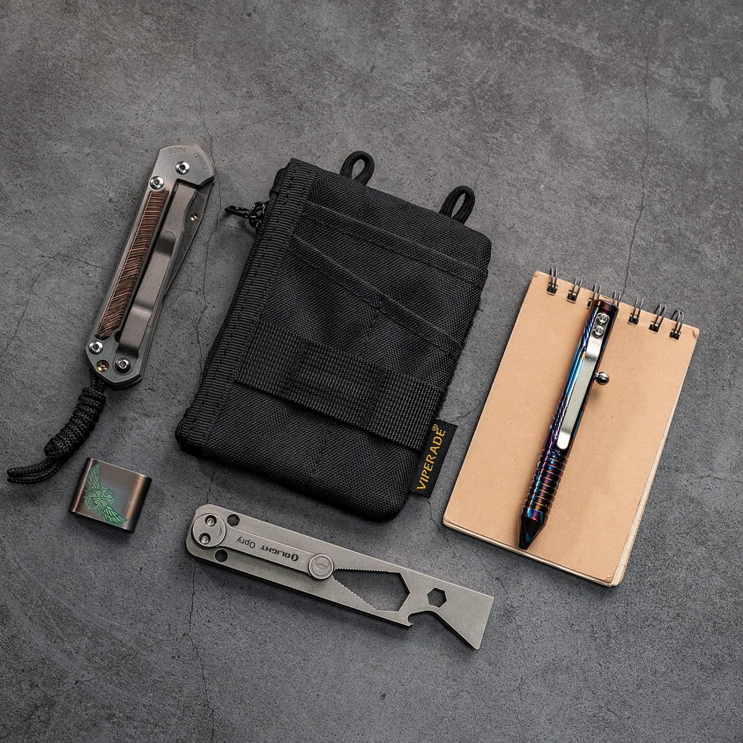 Viperade VE18-S EDC Pouch Mini Pocket Tool Organizer - 6 Pocket Compact Carry Pouch for Men, Multitool & Gear Storage | Perfect for Camping, Hiking & Everyday Carry (EDC) Essentials