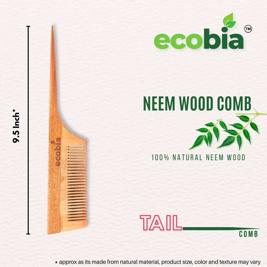 Eco-Friendly Handmade Neem Wood Tail Comb for Women - Natural Hair Styling Tool for Detangling & Styling - Perfect for Home, Salon & Travel Use