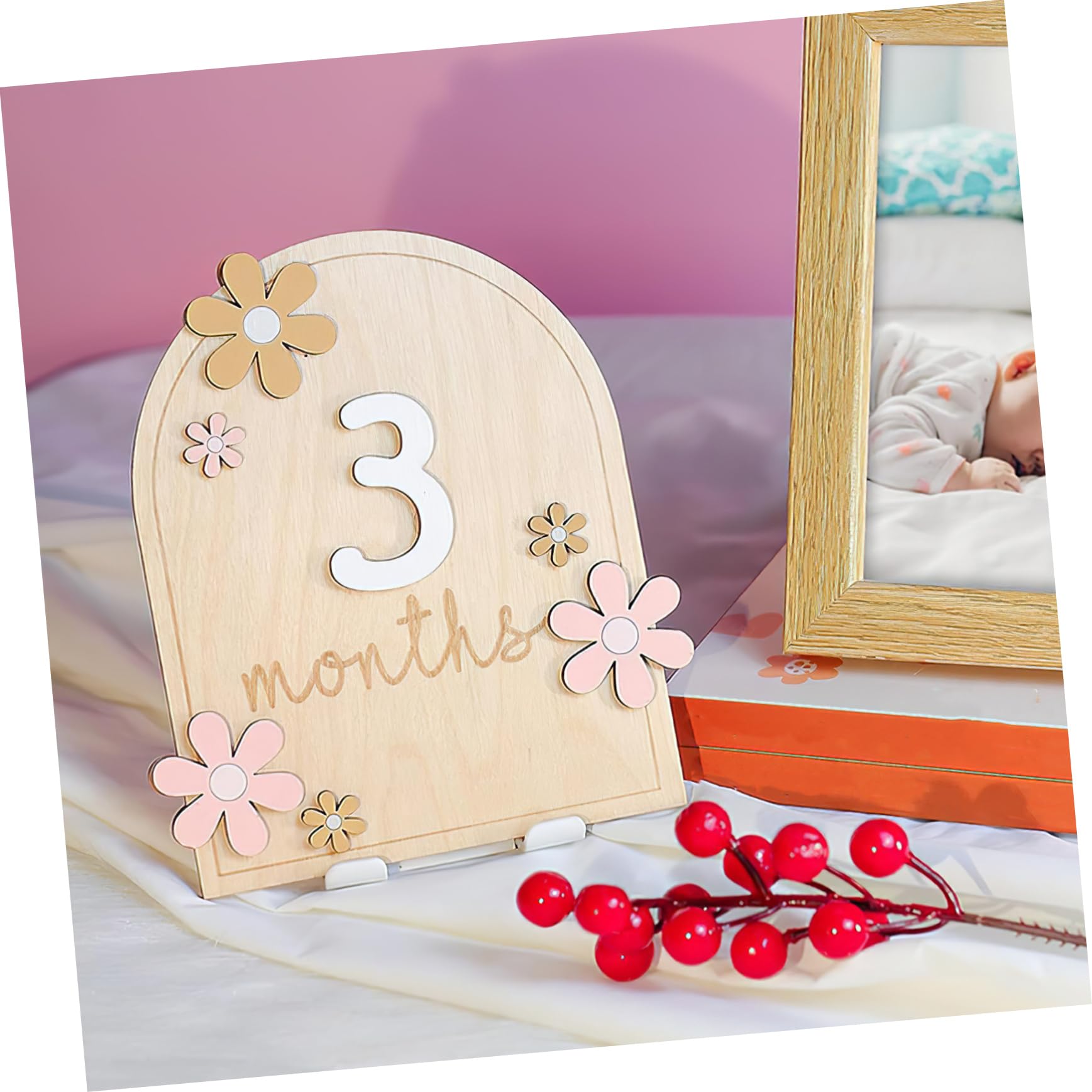 VICASKY Baby Milestone Cards - Wooden Monthly Growth Photo Props for Newborns, First Year Keepsake Frame - Perfect for Baby Showers, Birth Announcements & Nursery Decor