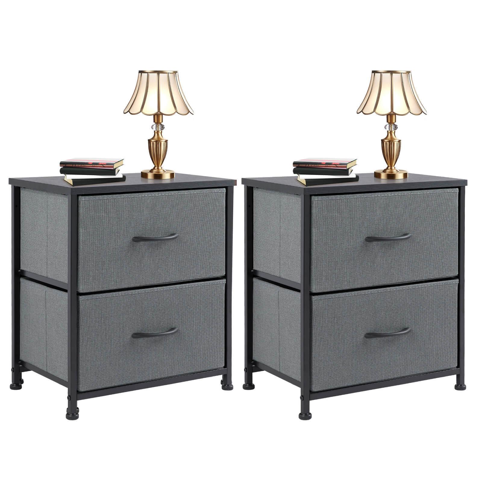 Modern Gray Dresser with Metal Frame & Wood Top - 2-BC Chest of Drawers for Bedroom, Living Room or Office Storage