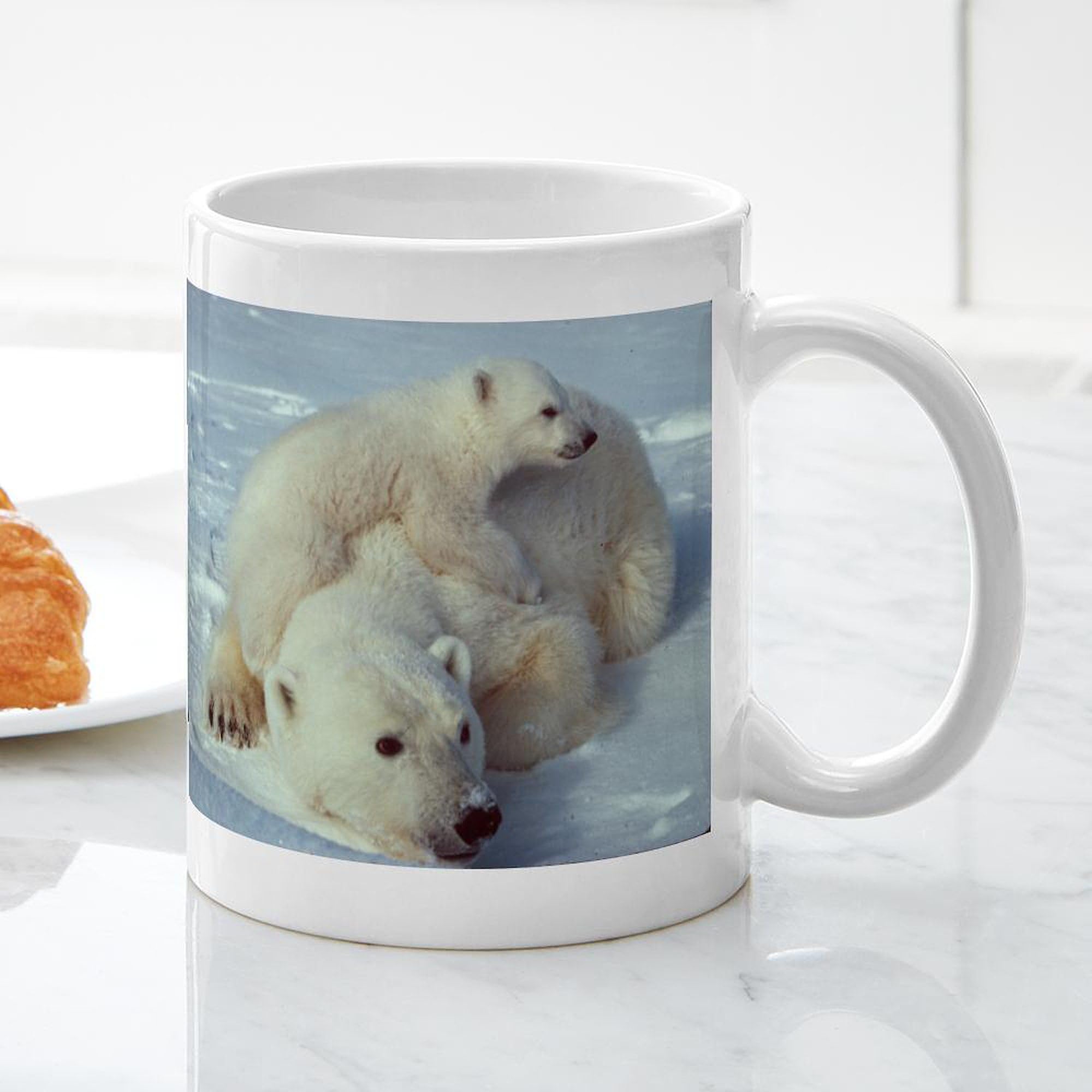 Polar Bear Ceramic Coffee Mug 11 oz (325 ml) - Insulated Hot & Cold Drink Cup for Coffee, Tea, Cocoa - Perfect for Home, Office, Gifts & Winter Holidays