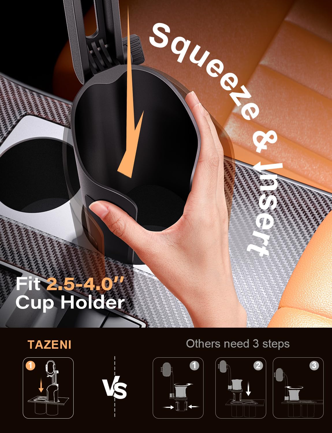 2-in-1 Car Cup Holder and Phone Mount - Adjustable Height, Sturdy Grip for 4-7 Inch Phones, Compatible with Most Beverage Bottles | Perfect for Road Trips, Commuting, and Hands-Free Navigation