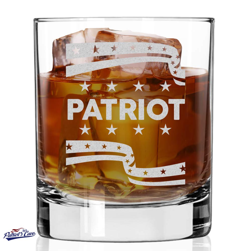 Patriot Whiskey Glass Set - 11oz Duratuff Heat-Treated Borosilicate Rock Glasses | Made in USA | Perfect for Bourbon, Scotch & Cocktails at Home Bar or Gifting