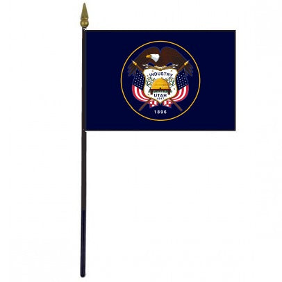Utah Stick Flag - 4 x 6 Inch Mini Desktop Flag for Home, Office & Car Decor | Patriotic Display for Utah Pride & State Spirit