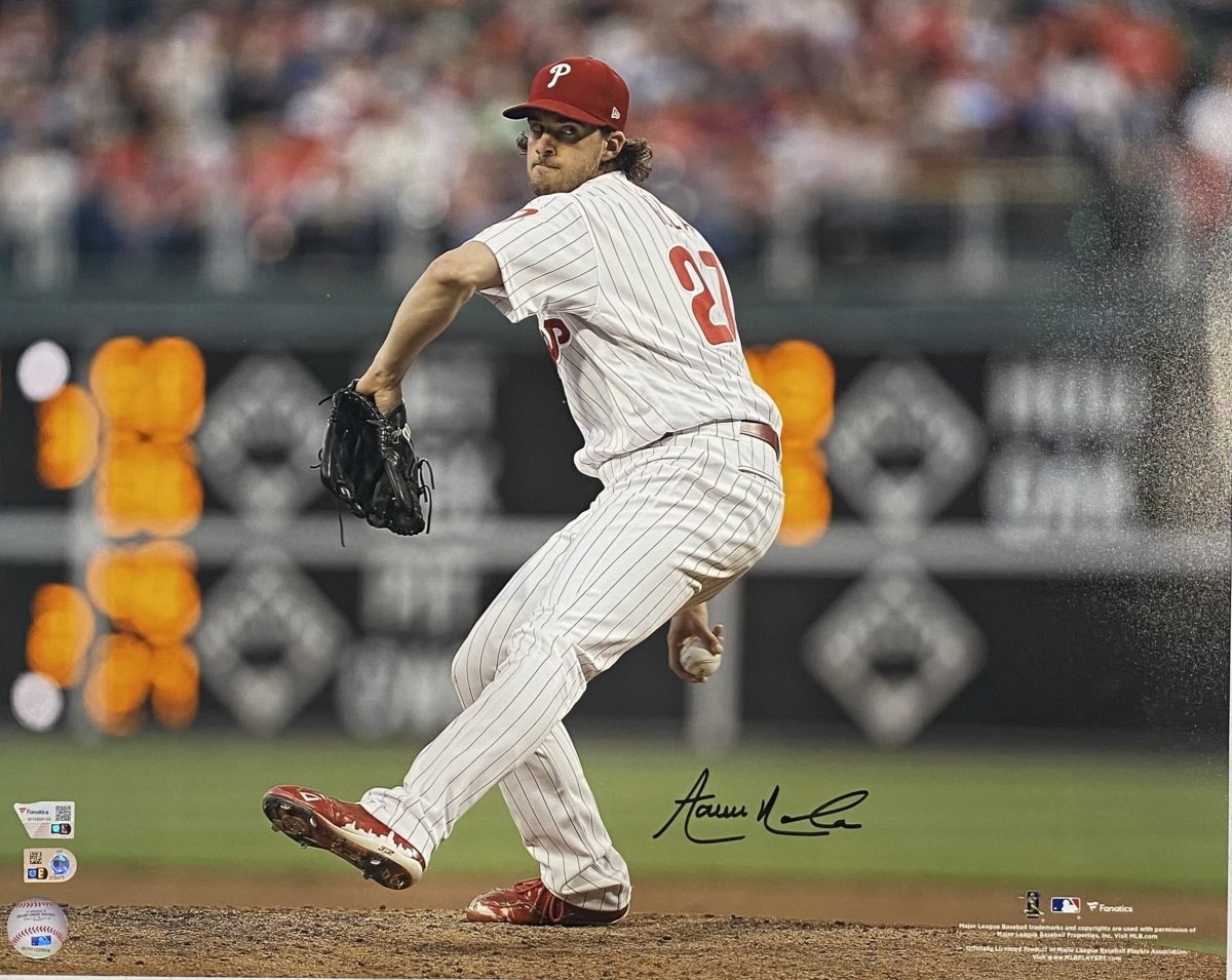 Aaron Nola Autographed 16x20 Philadelphia Phillies Baseball Photo - Limited Edition Collectible for Sports Fans & Memorabilia Enthusiasts - Perfect for Man Cave, Game Room, or Gift for Phillies Supporters