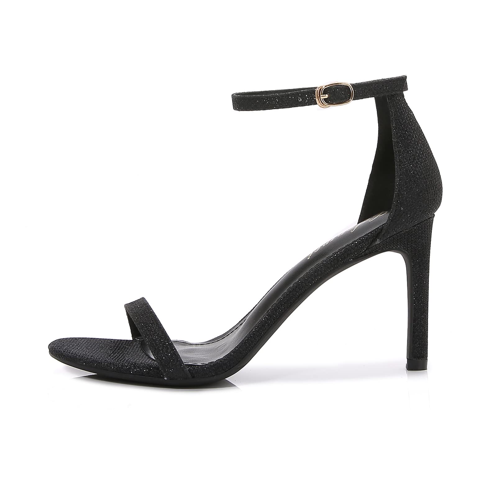 Abimi Women's Sparkly Peep Toe High Heel Sandals - Gold, Black & Silver Stiletto Pumps for Wedding, Bridesmaid, Party & Date Night | Comfortable 8cm/3.15