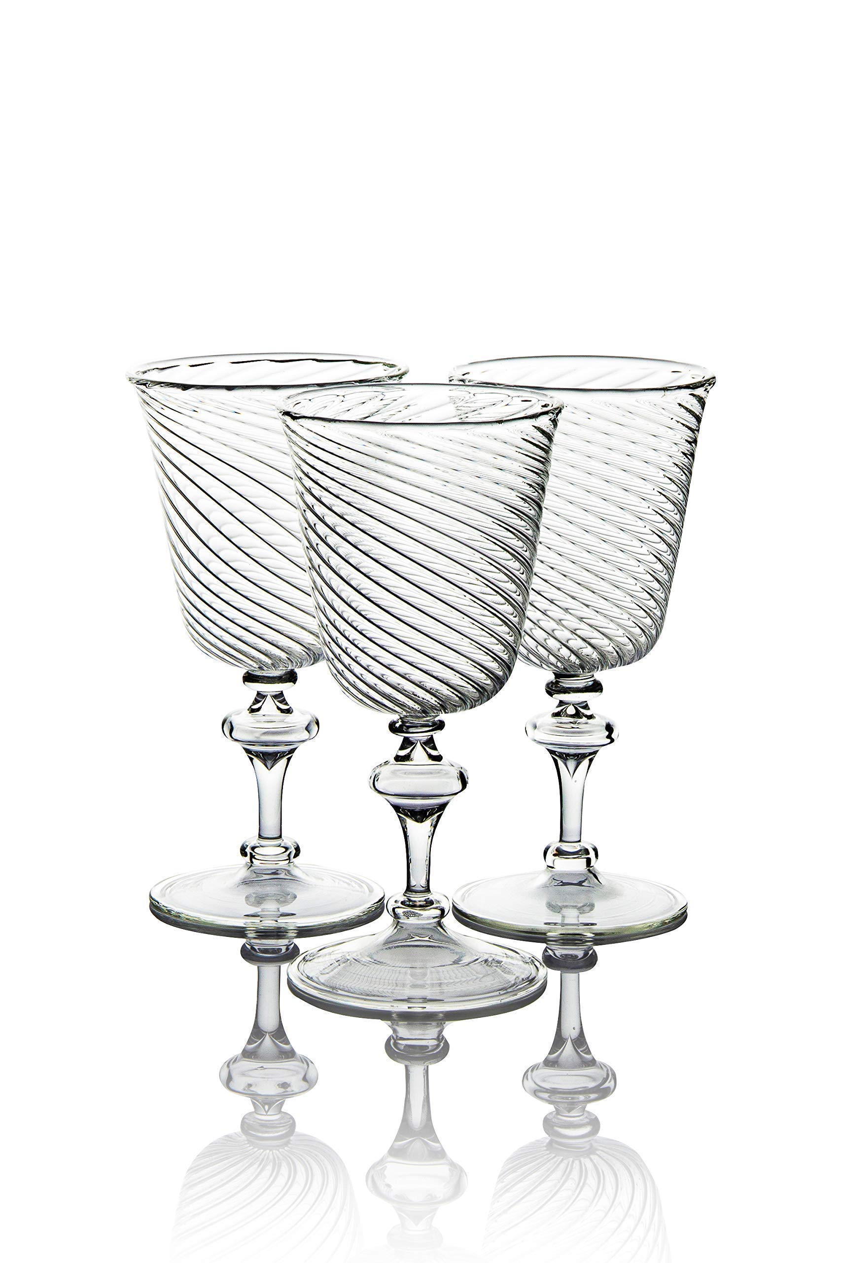 Stemless Wine Glasses Set of 3 - Ribbed Glassware for Wine & Whiskey - Hand Blown Drinkware for Parties, Gifts & Home Bar Decor