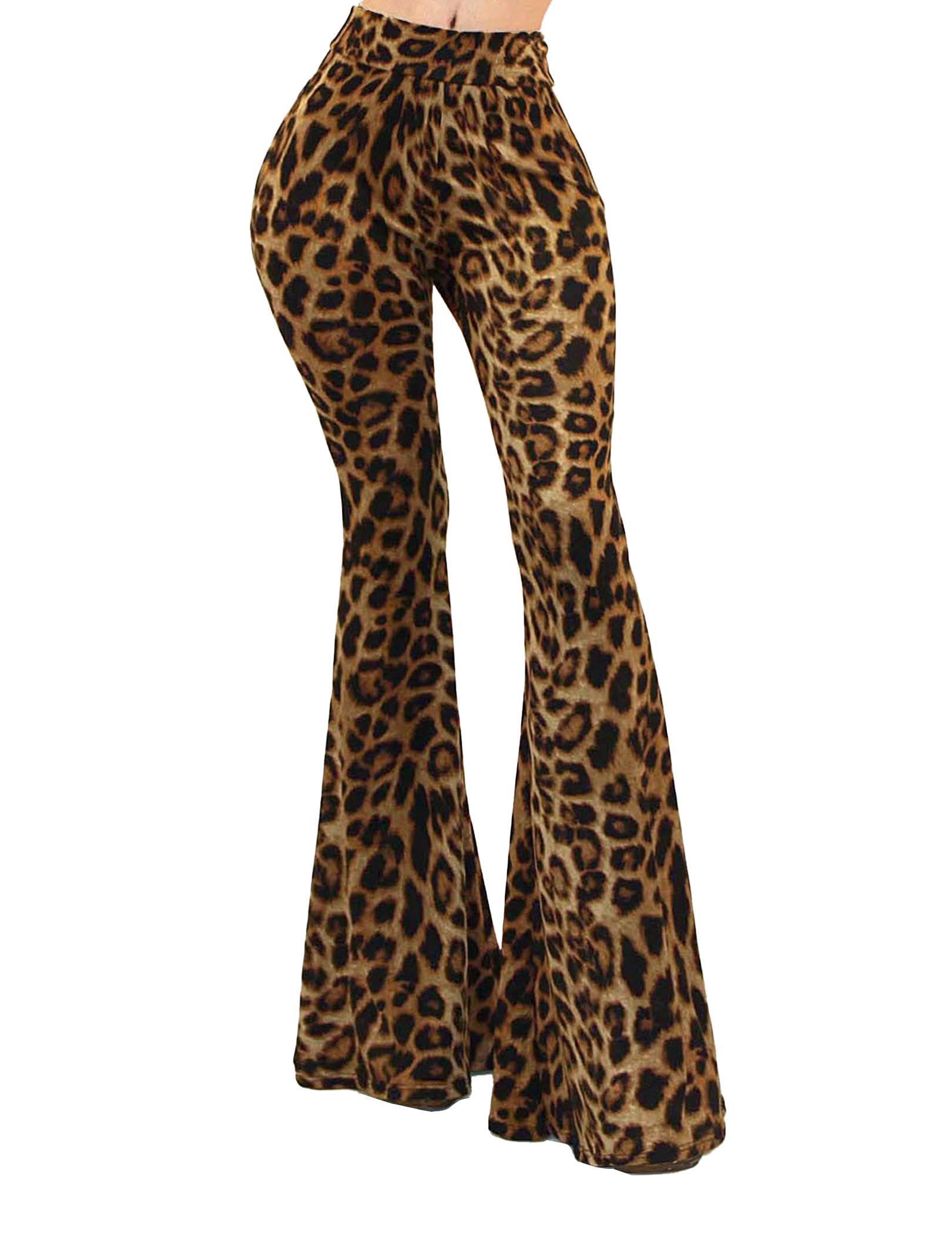 Women's Sexy High Waisted Flare Pants - Boho Printed Stretchy Bell Bottom Leggings for Casual Outfits & Retro Fashion | Perfect for Parties, Date Nights & 70s Style Outfits