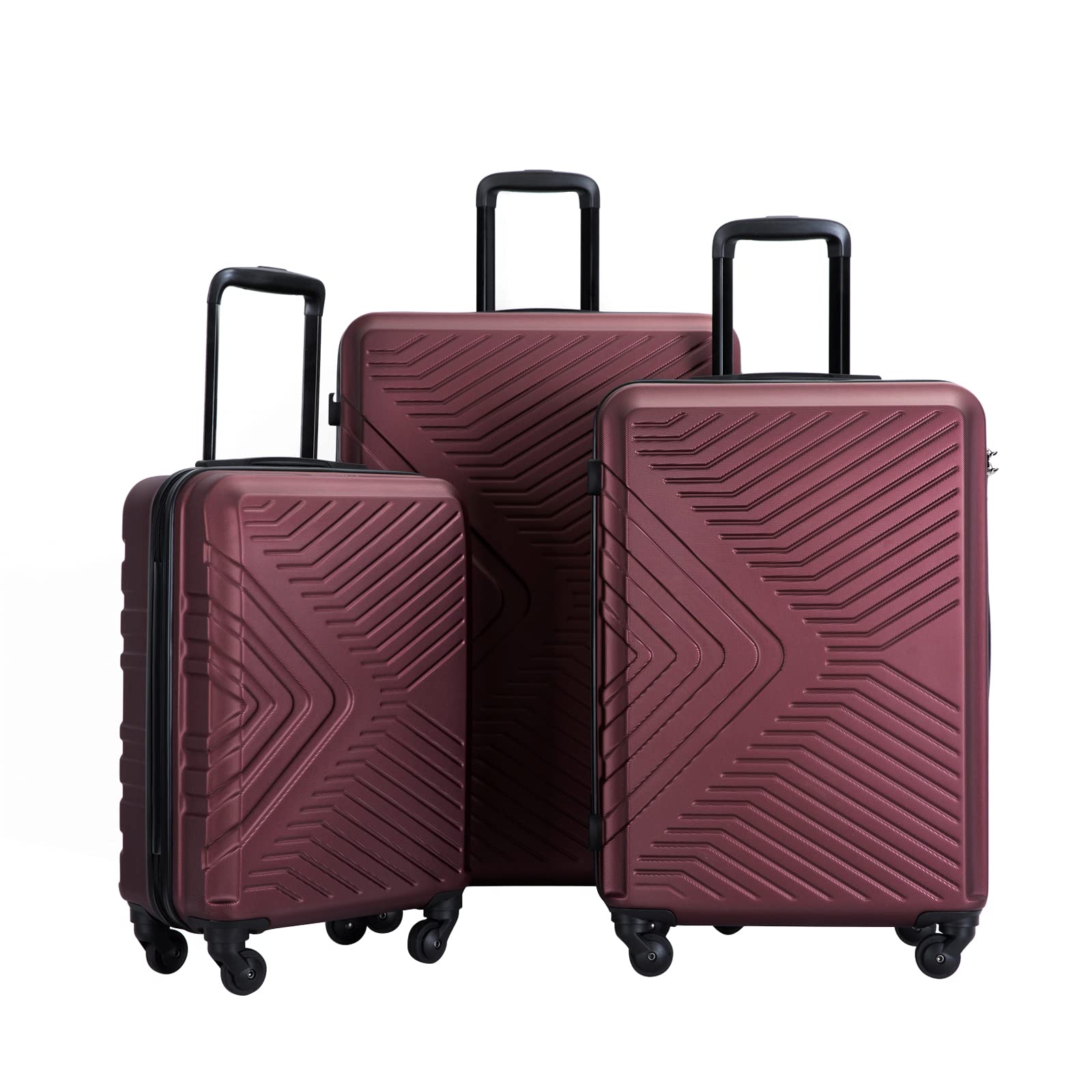 3 Piece ABS Hard Shell Luggage Set with Spinner Wheels & TSA Lock - 20in 24in 28in Carry On Checked Suitcase for Air Travel, Business Trips, Back to School & Vacation (Durable Lightweight Luggage for Men & Women)