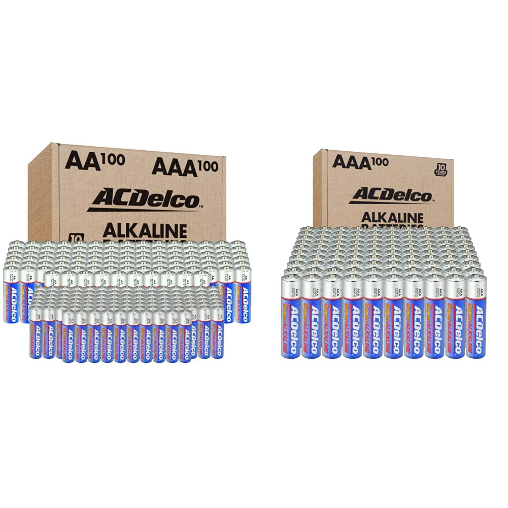 ACDelco Super Alkaline Batteries 200-Count Combo Pack (AA & AAA) + 100 AAA Batteries - Maximum Power, 10-Year Shelf Life, Recloseable Packaging - Ideal for Toys, Flashlights, Remote Controls & Electronics