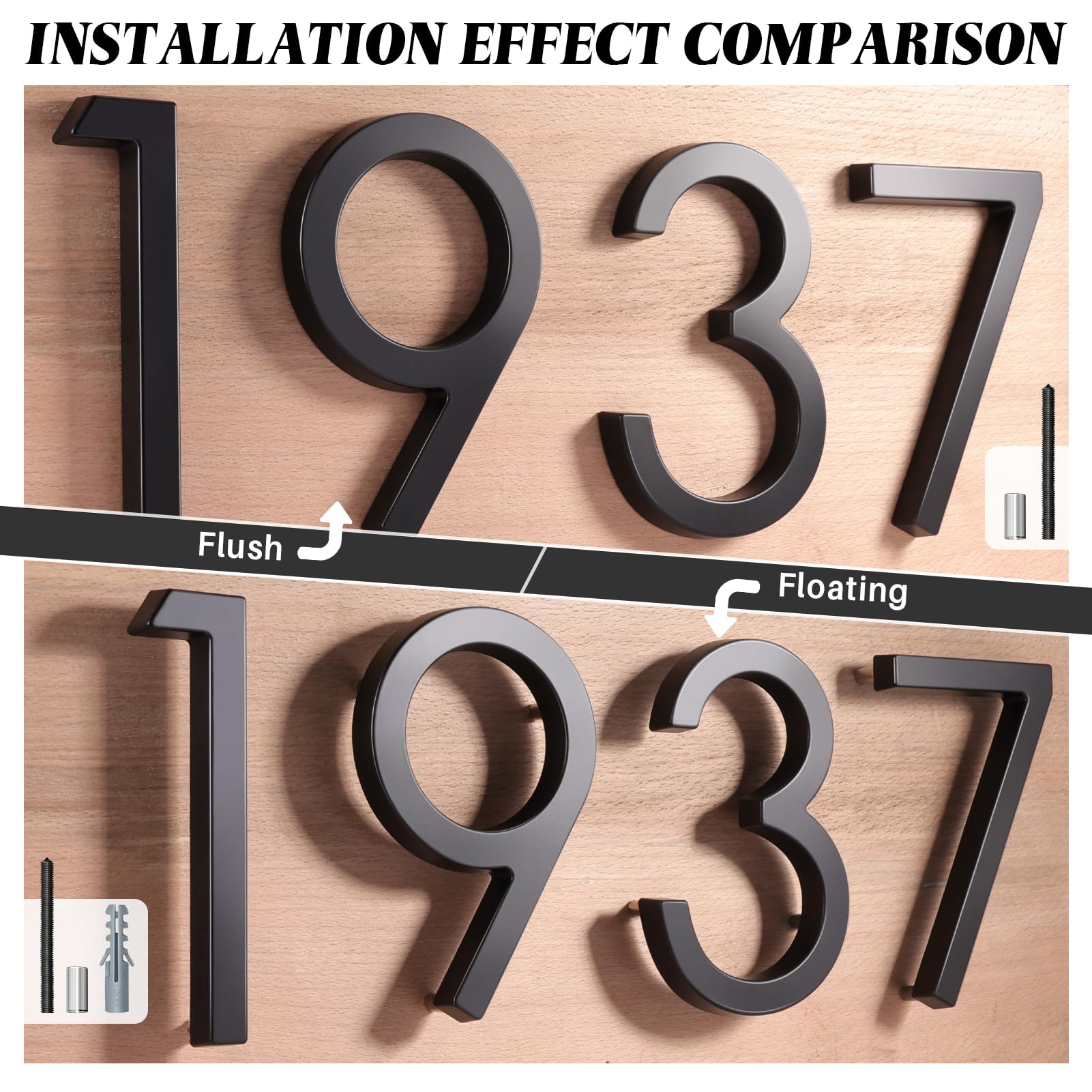 YIPLED 6 Inch Modern Floating House Numbers 0 - Black Metal Address Plaque for Home, Mailbox, Street Sign | Perfect for Curb Appeal, Front Door Decor & Mail Delivery Identification