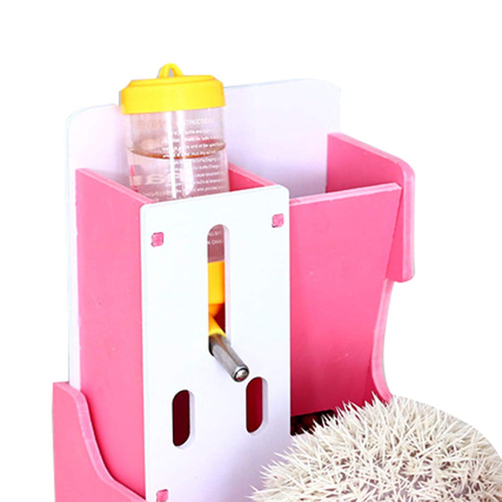 POPETPOP Pet Food & Water Bottle for Small Animals - Dwarf Hamster, Guinea Pig, Gerbil - Leak-Proof Hydraflask Design with Food Dish - Pink Triple Pack | Perfect for Cage Accessories, Travel & Outdoor Use