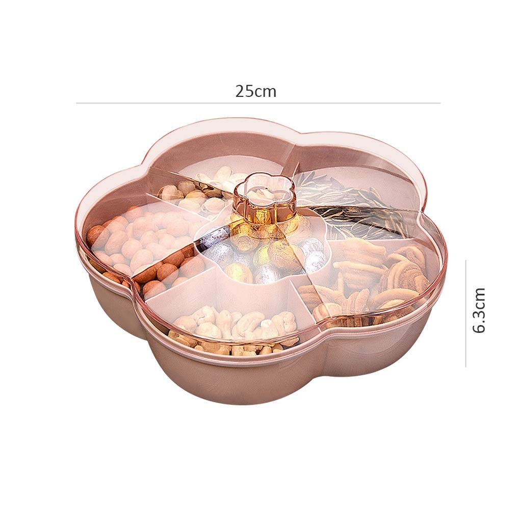 Durable Flower-Shaped Snack Serving Tray with Lid - Perfect for Nuts, Candy & Dried Fruits | Elegant Storage Box for Kitchen, Party & Home Decor