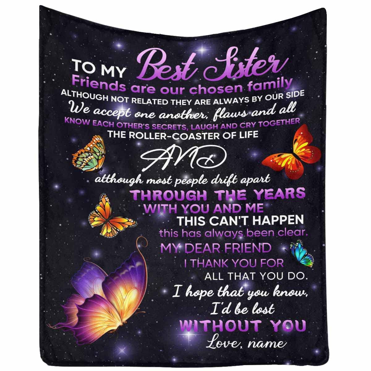 Personalized Sister Blanket Gift for Women - Custom Fleece Throw Blanket 40x50 Inches - Christmas, Birthday, Friendship Gift for Bestie, BFF, Big/Little Sister - Perfect for Cozy Nights, Movie Time & Heartwarming Surprises