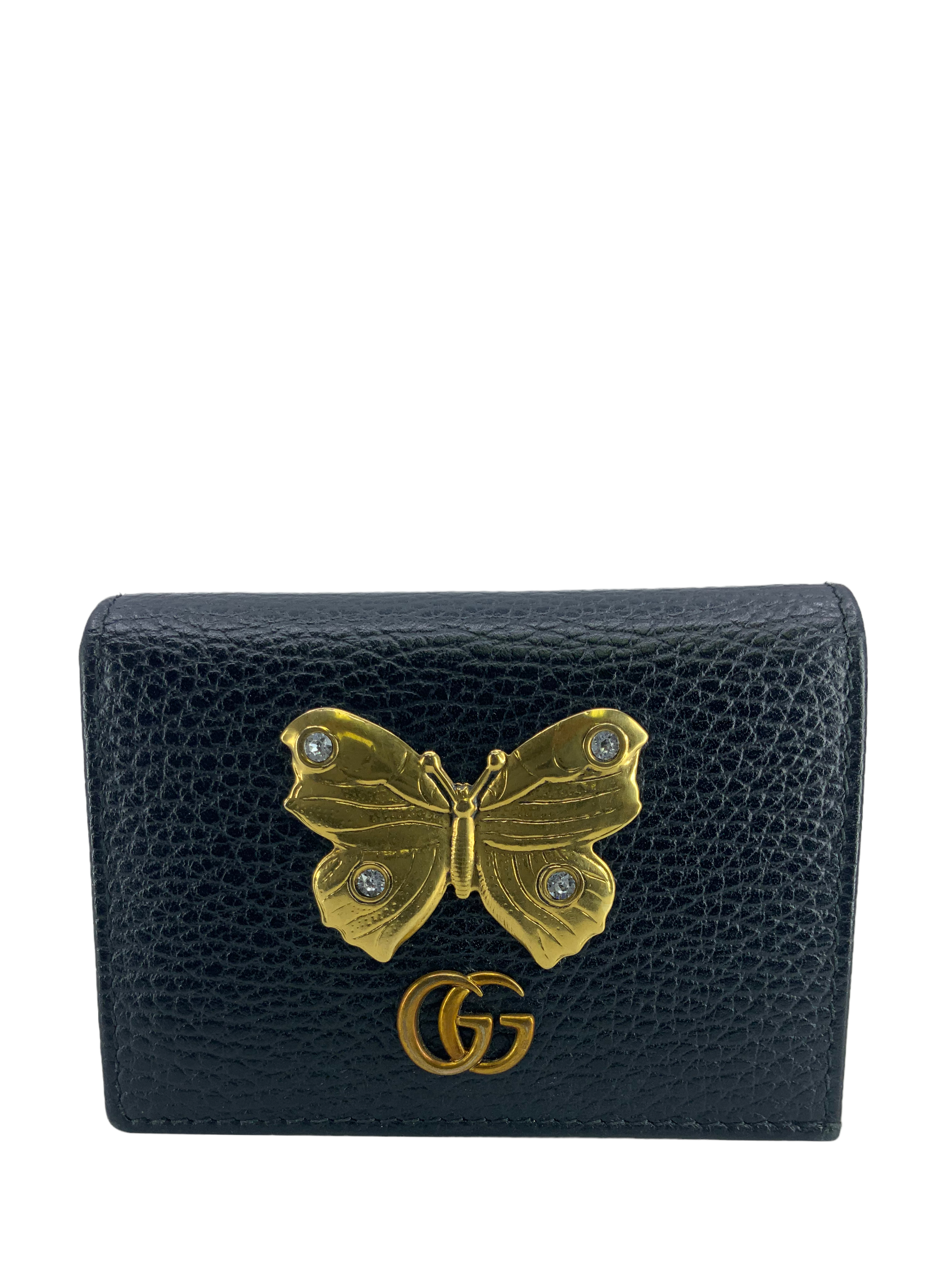 GUCCI GG Marmont Butterfly Compact Leather Wallet for Women - Luxury Designer Card Holder & Coin Purse for Everyday Use, Travel, and Special Occasions