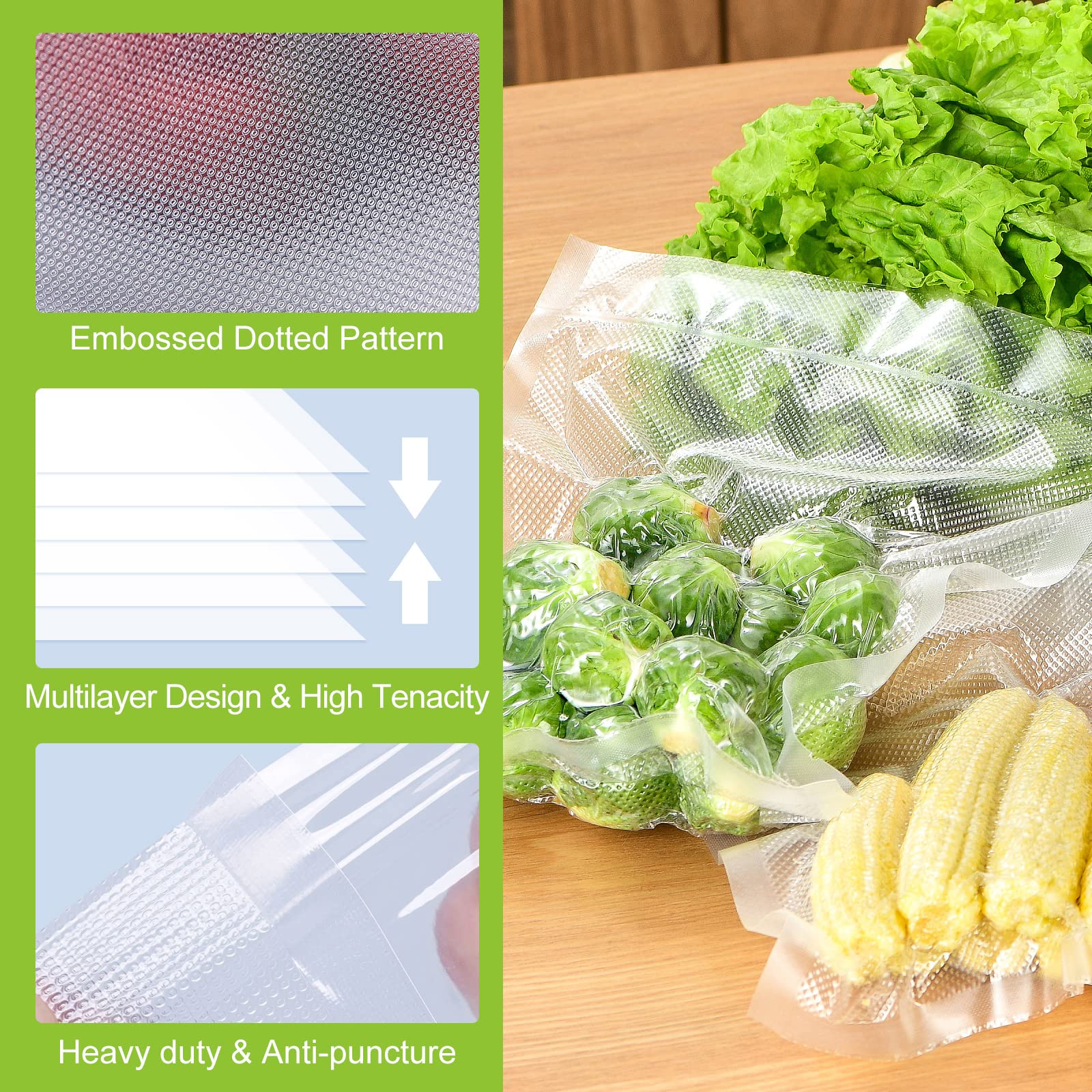 Bonsenkitchen Vacuum Sealer Bags - 6 Pack (3 Rolls 11