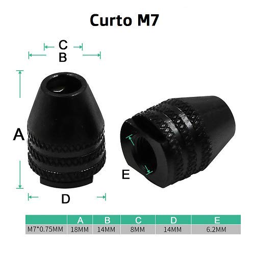 0.3-3.2mm Keyless Drill Chuck Adapter | M7x0.75mm Quick Change Converter for Electric Grinder & Power Tools | Perfect for DIY Projects, Woodworking & Metalworking (1PC Short Shank)