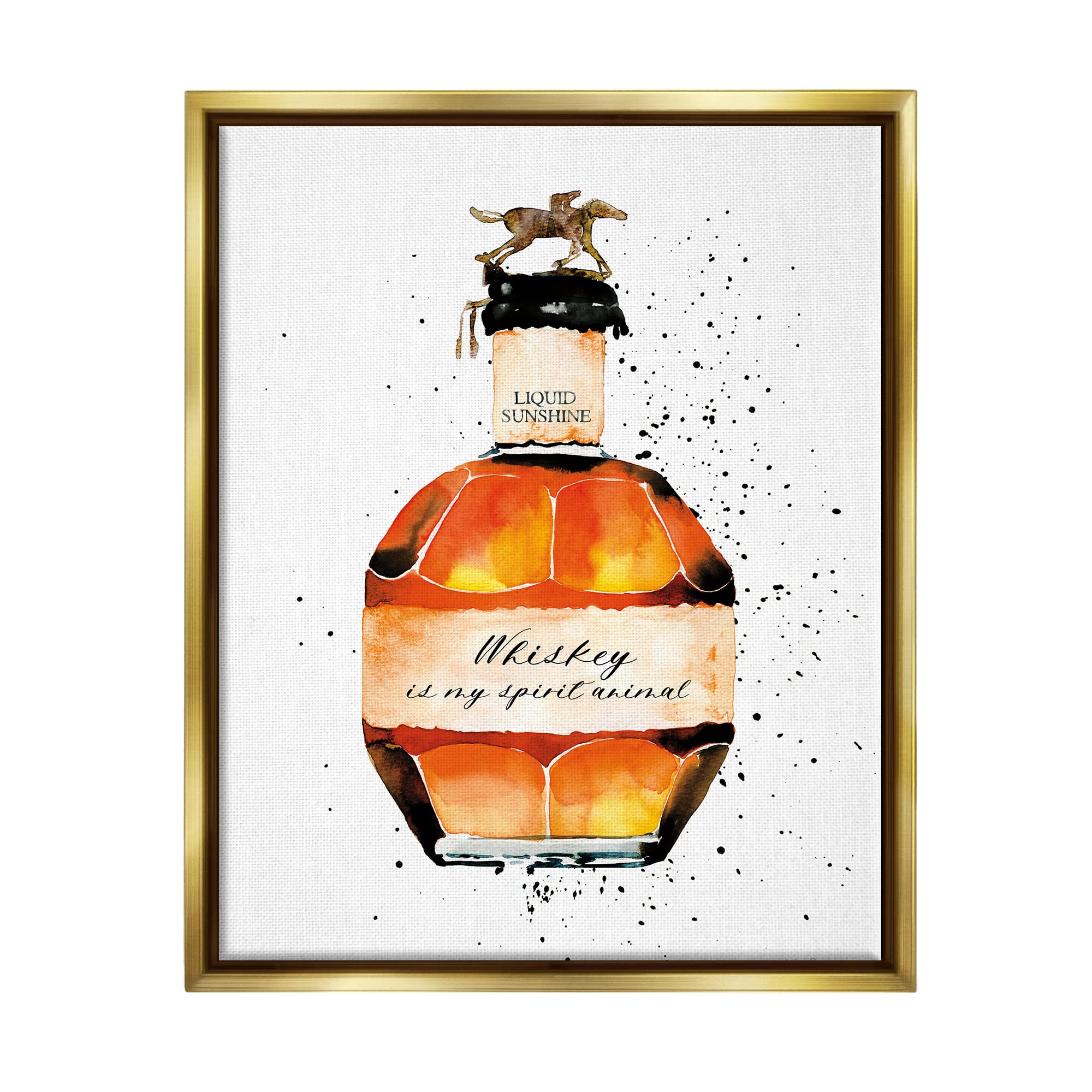 Stupell Industries Whiskey is My Spirit Animal Quote Liquor Bottle - Funny Bar Decor & Home Wall Art by Mercedes Lopez Charro | Perfect for Whiskey Lovers, Man Cave Decor & Gifts for Alcohol Enthusiasts