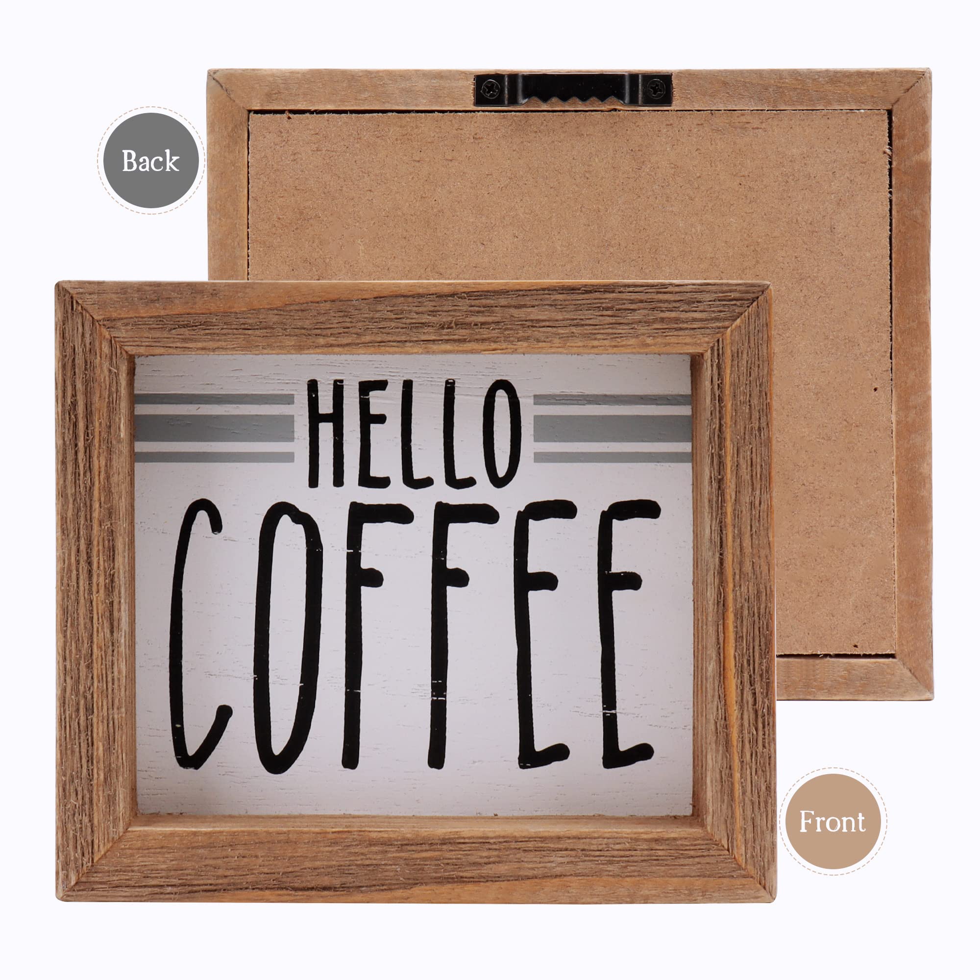 GENMOUS Wooden K-Cups Holder for Countertop - Farmhouse Style Coffee Pod Organizer with Rustic Decor Sign - Kitchen Storage & Coffee Station Accessories in Brown - Perfect for Home, Office, and Coffee Bar Decor