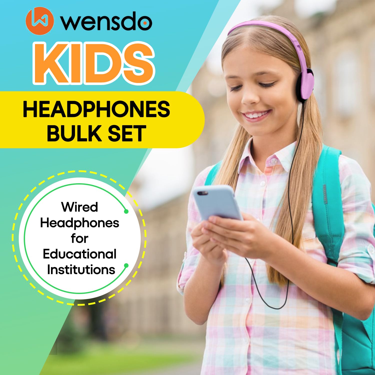 50 Pack Bulk Classroom Headphones - Durable Wired Earphones for Students, Kids, Teens & Adults - School Headset Set for Learning Centers, Libraries & Computer Labs (HY857, 50 Mixed Colors)