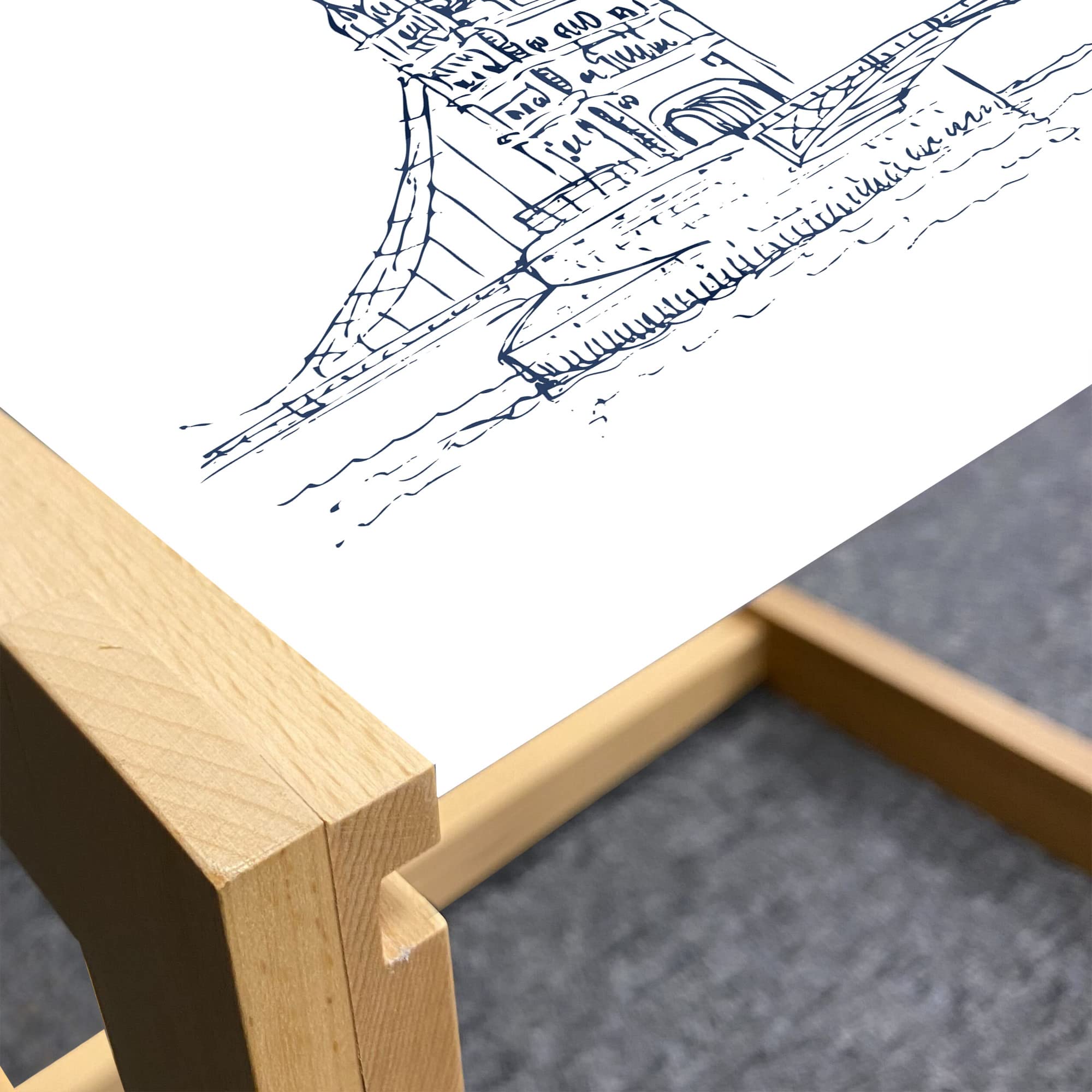 Ambesonne London Coffee Table - Big Ben View, Wooden Frame for Office & Dorm Decor